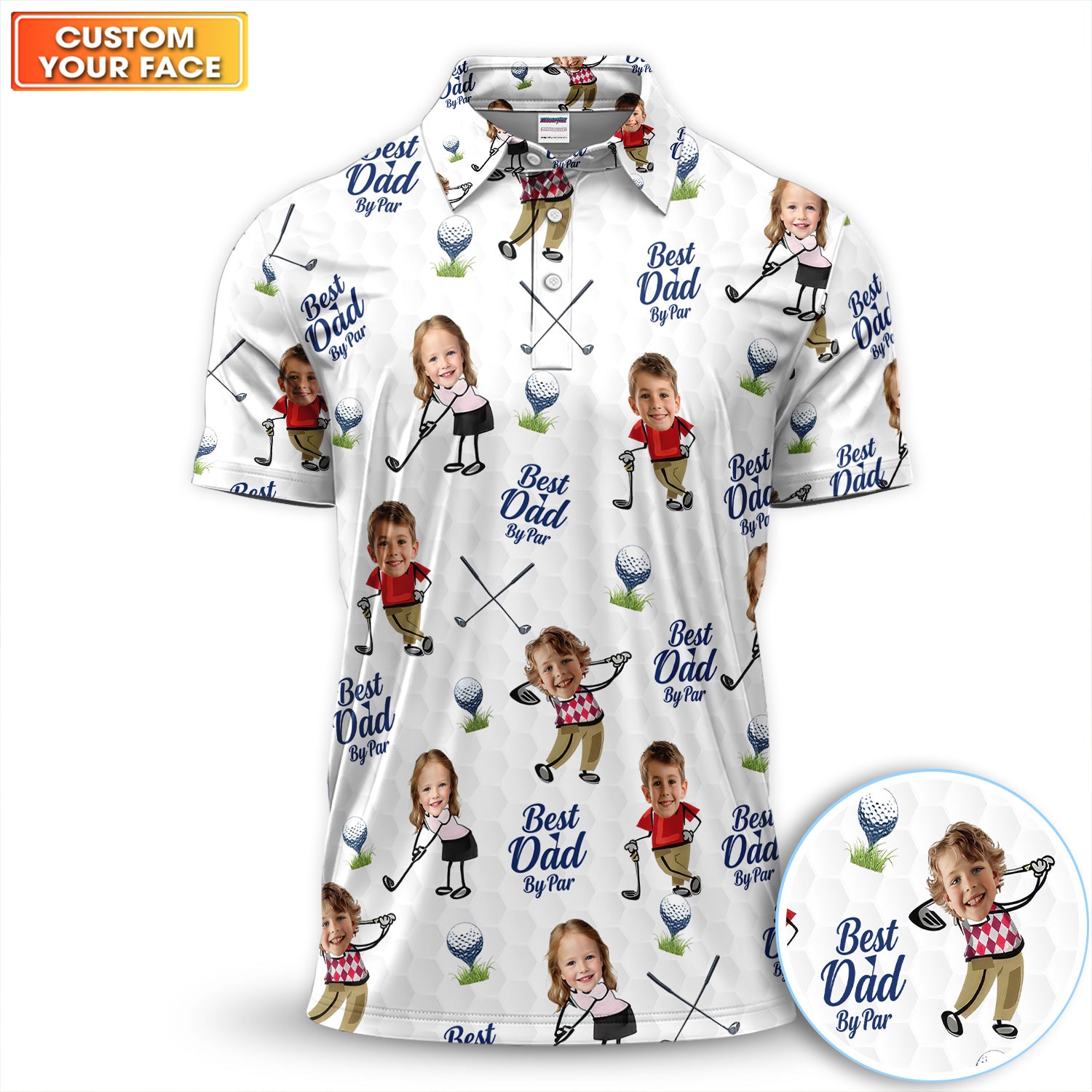 Personalized Best Dad By Par Golf Shirt, Custom Photo Golf Polo Shirt For Men, Father’s Day Golfer Gift