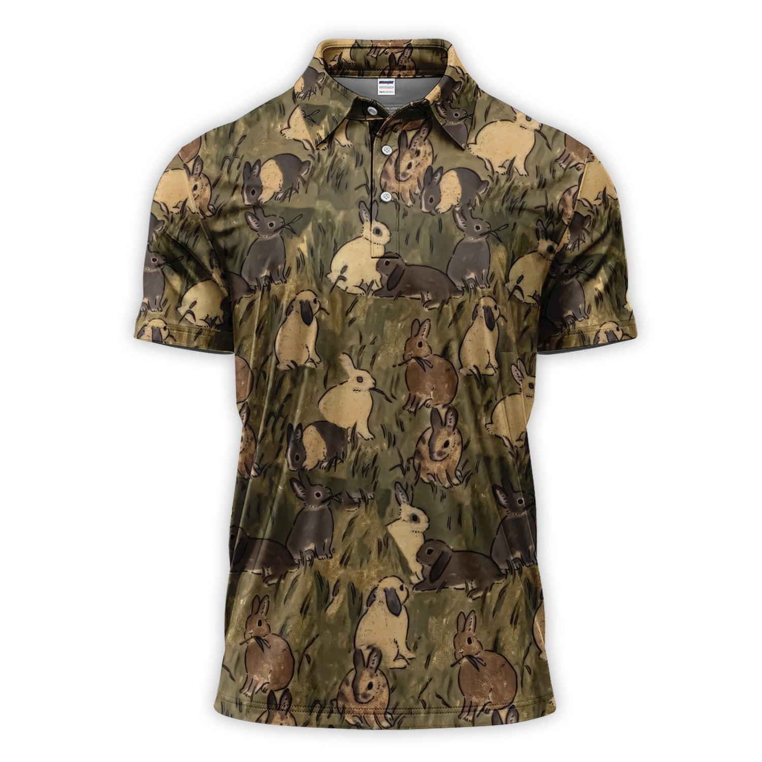 Rabbit Lover Polo Shirt, Cute Woodland Bunny Rabbit Pattern Shirt, Easter Bunny Gift