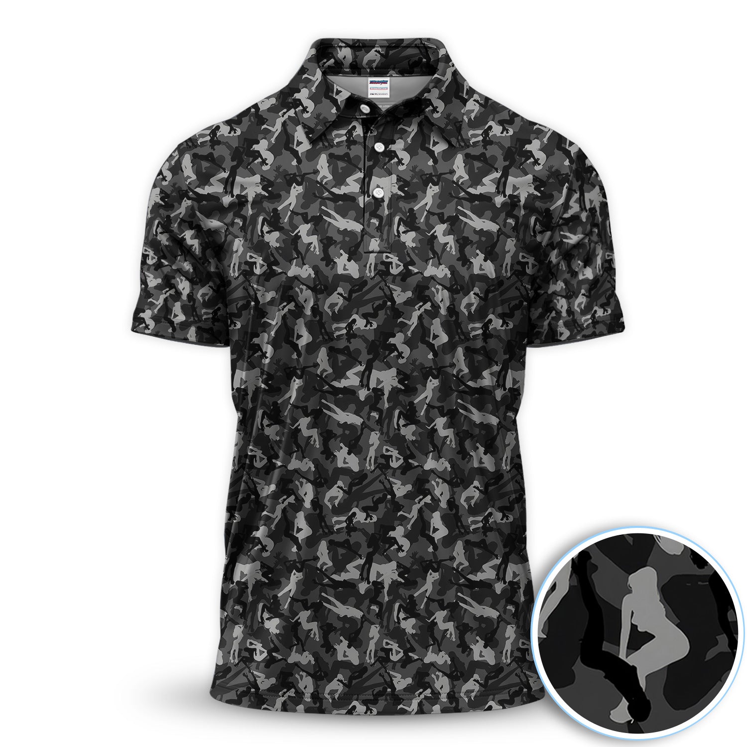 Sexy Silhouette Camouflage Pattern Golf Shirt, Black Camo Silhouette Golf Shirt For Men, Unique Golf Gift