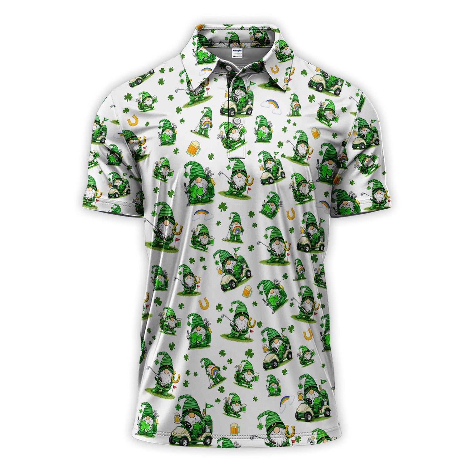 Funny Leprechaun Pattern Golf Shirt For Men, St.Patrick’s Day Golf Polos, Golf Gift For Golfer