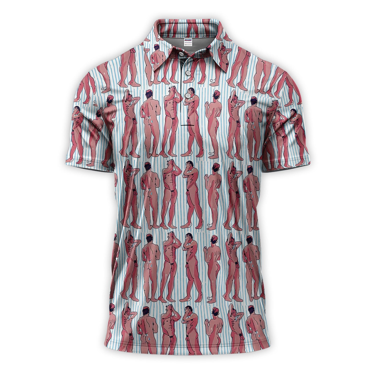 Abstract Figure Pattern Golf Polos, Crazy Modern Artistic Golf Shirt For Men, Golf Gift For Golfer