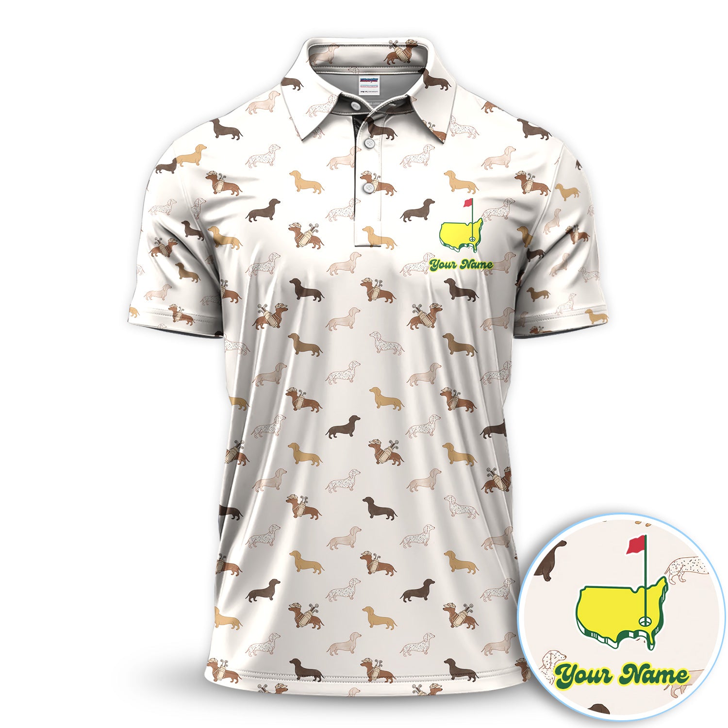 Personalized Dachshund Dog Golf Pattern Shirt, Cute Dachshund Golf Shirt For Men, Dog Lover Golf Gift