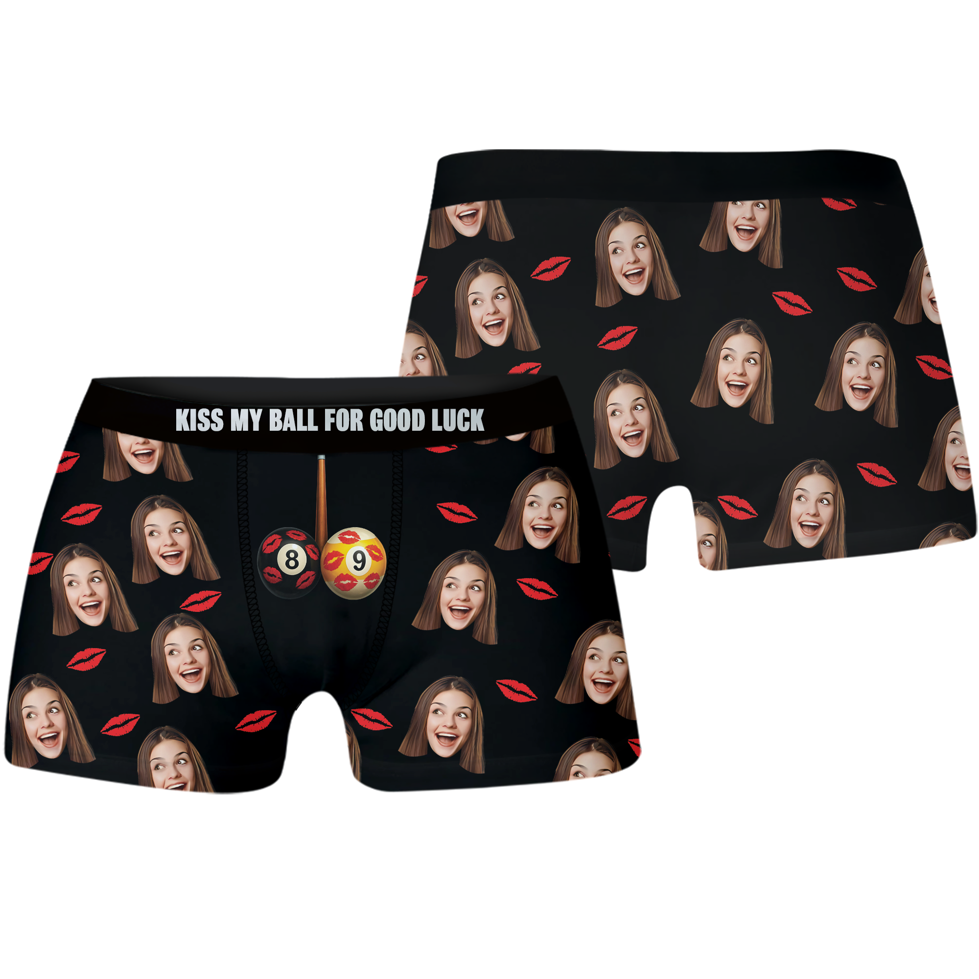Custom Face Boxer Shorts – Men's 8 Ball 9 Ball Briefs – Funny Gift for Him