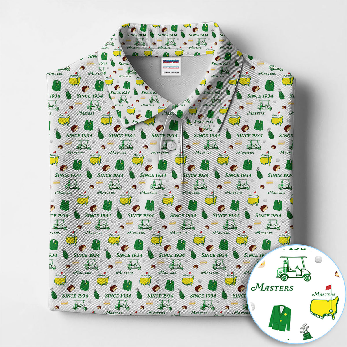 Masters Vector Pattern Masters Since 1934 Golf Icons Pattern Polo Shirt, Classic Golf Print ...
