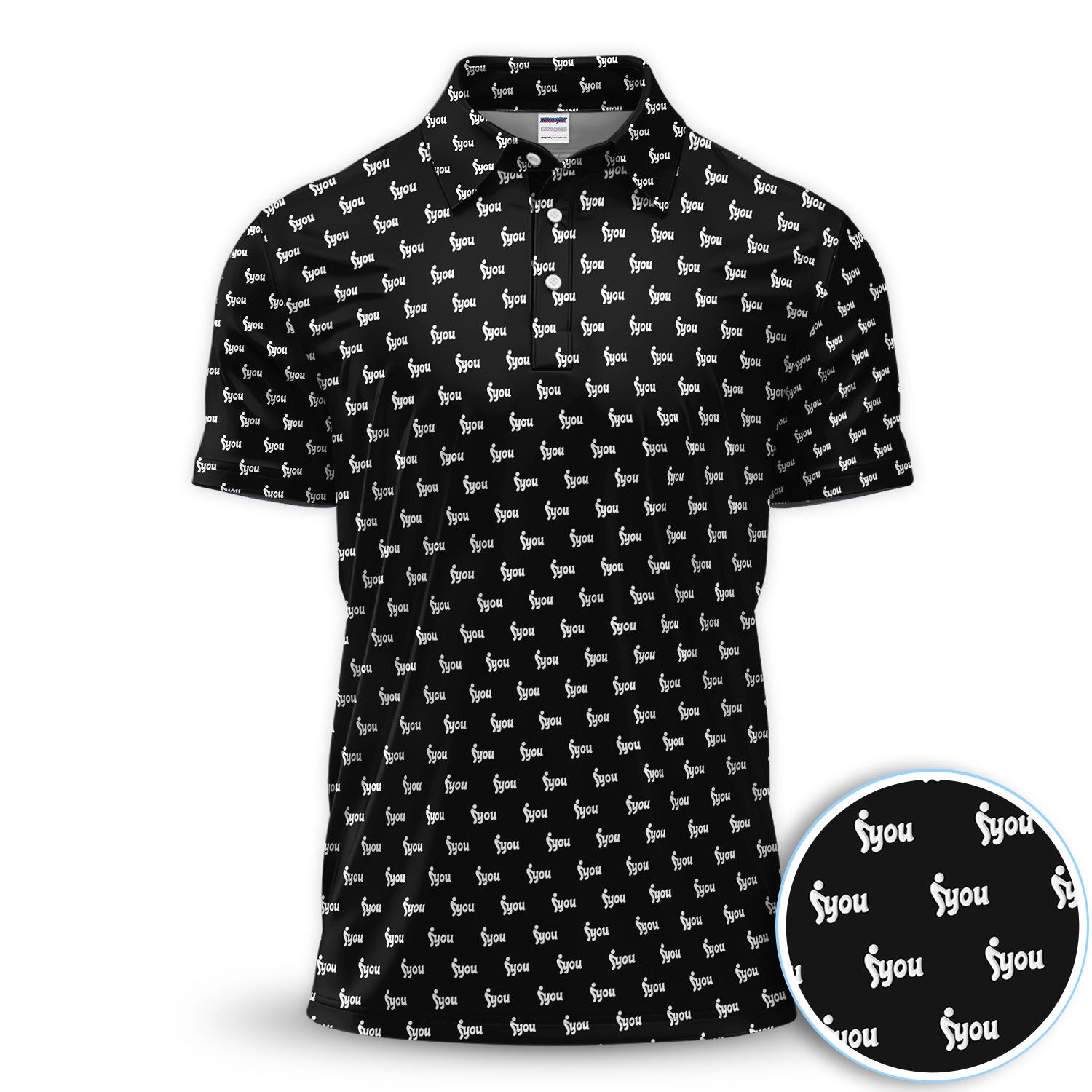 Minimalist Black Logo Golf Pattern Shirt, Monogram Streetwear Golf Shirt For Men, Trendy Gift