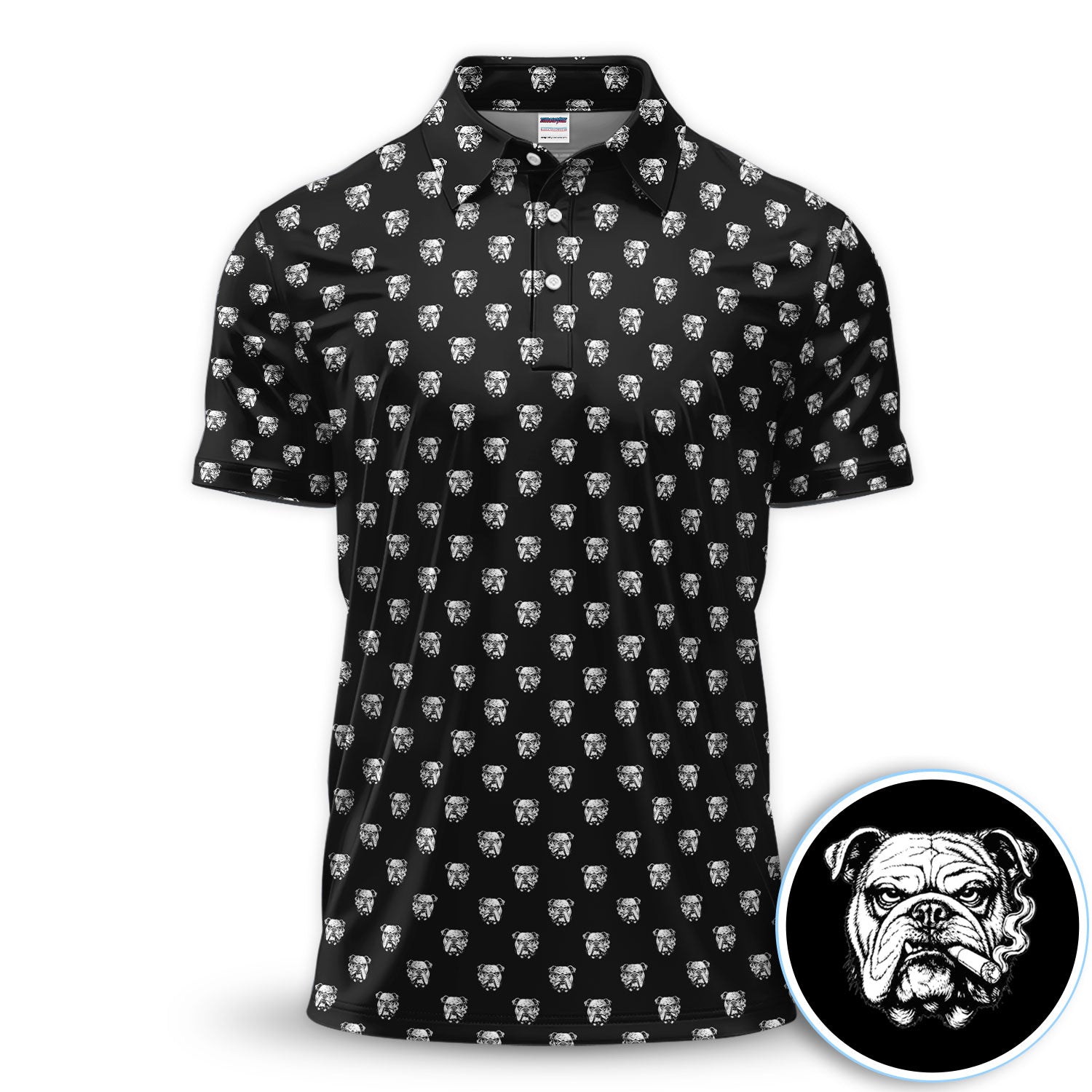 Vintage Bulldog Pattern Shirt, Bulldog Golf Polo Shirt For Men, Dog Lover Gift