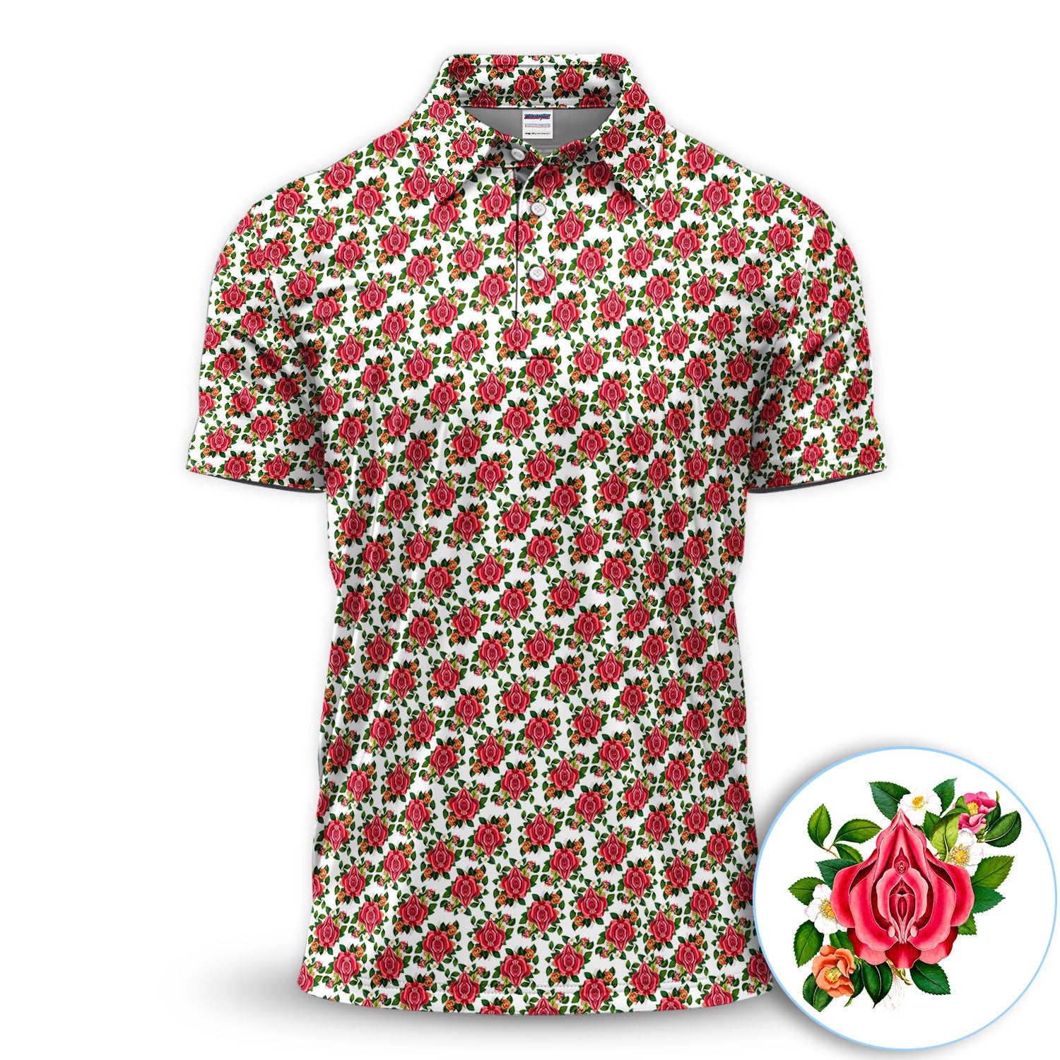 Vintage Rose Floral Golf Pattern Shirt, Romantic Rose Aesthetic Golf Shirt For Men, Flower Lover Gift