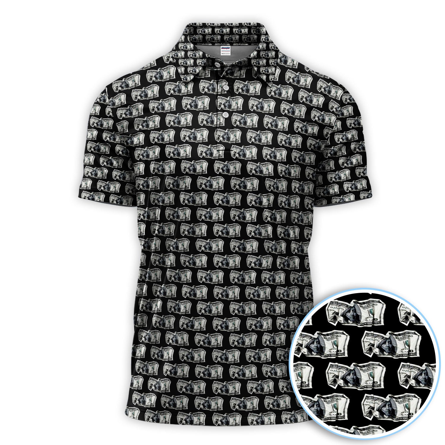 Money Pattern Golf Polos, Funny Golf Shirt For Golfer, Crazy Golf Shirt For Men