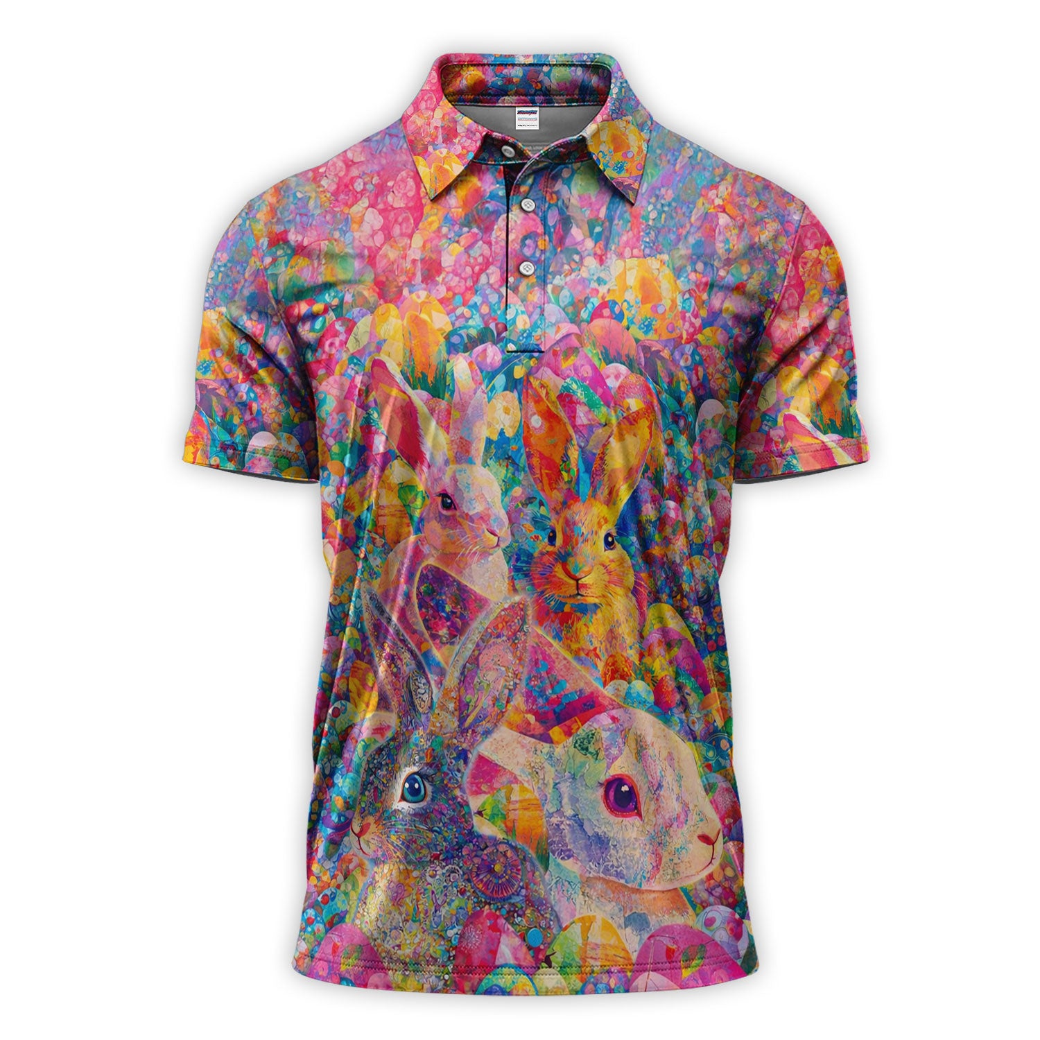 Colorful Bunny Easter Golf Polos, Easter Rabbit Golf Shirt For Men, Golf Gift For Golfer