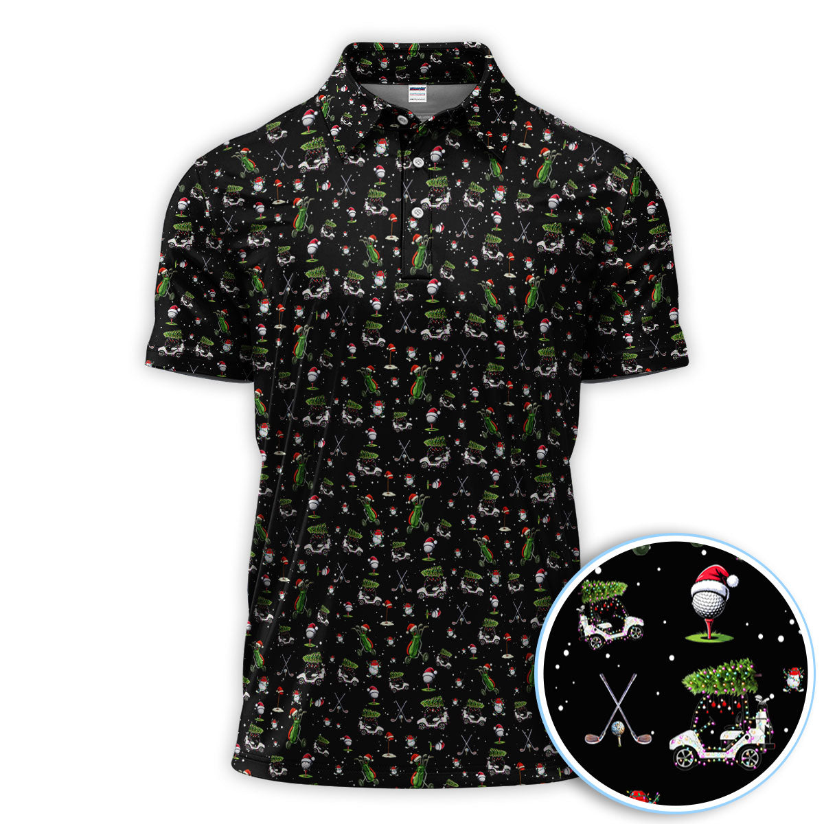 Christmas Pattern Golf Shirt, Xmas Golf Shirt For Golfer, Funny Golf Shirt For Men