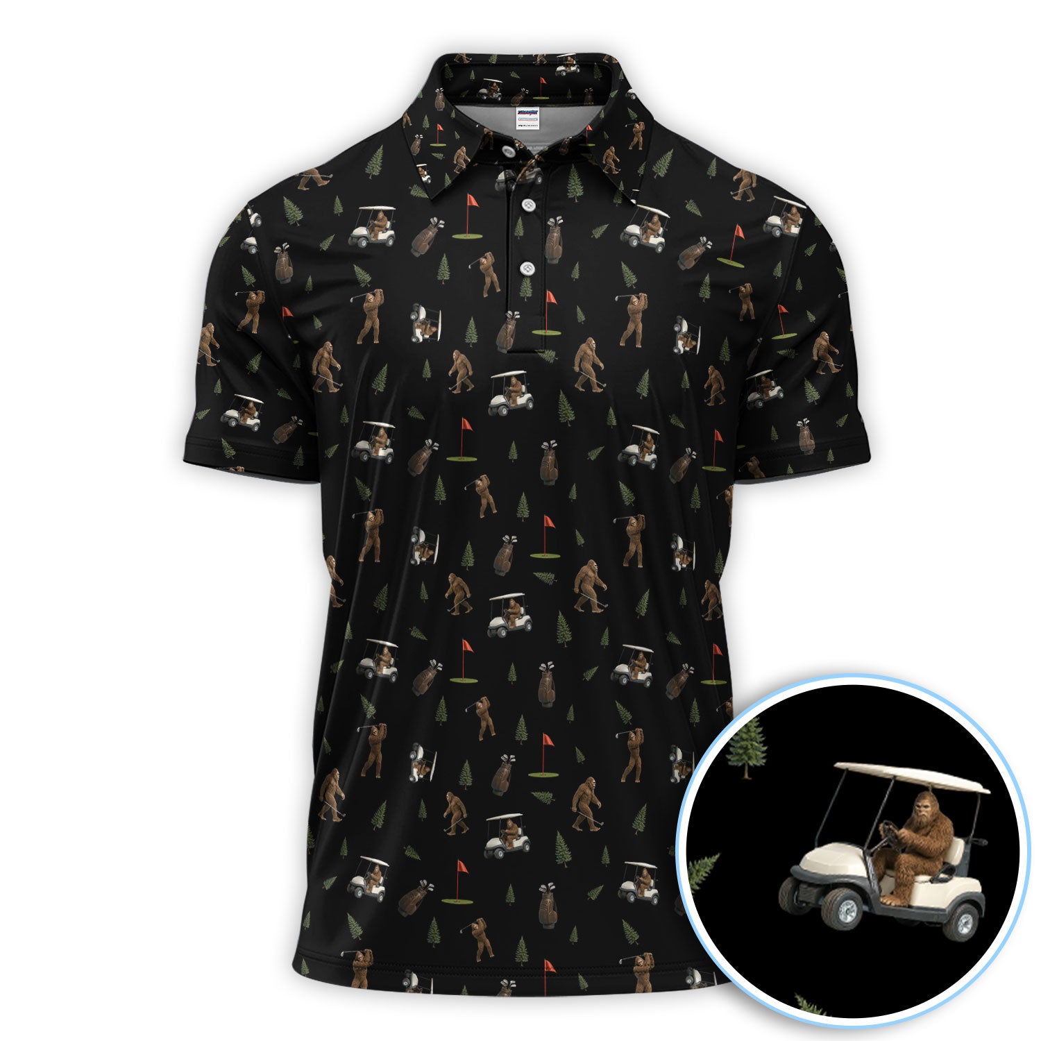 Funny Bigfoot Golf Polos, Bigfoot Golf Shirt For Men, Crazy Golf Gift For Golfer