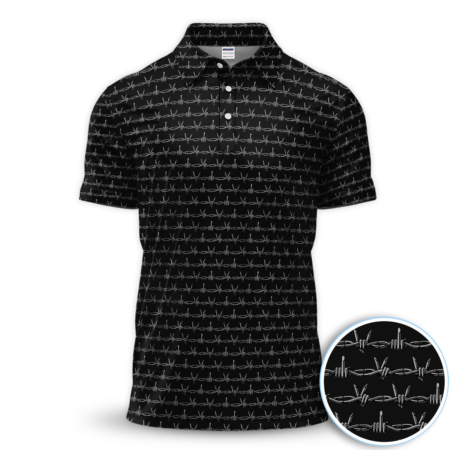 Dark Barbed Wire Golf Pattern Shirt, Gothic Western Golf Shirt For Men, Golf Lover Gift