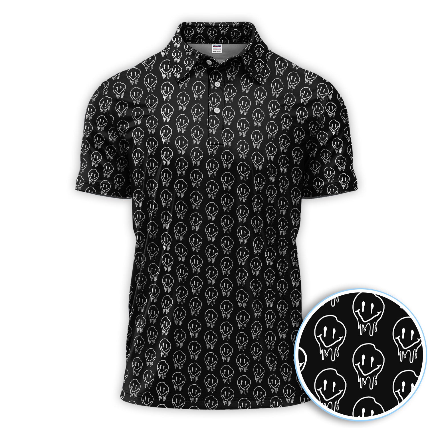 Dripping Skull Smiley Pattern Golf Shirt, Funny Golf Shirt For Men, Golf Gift For Golfer