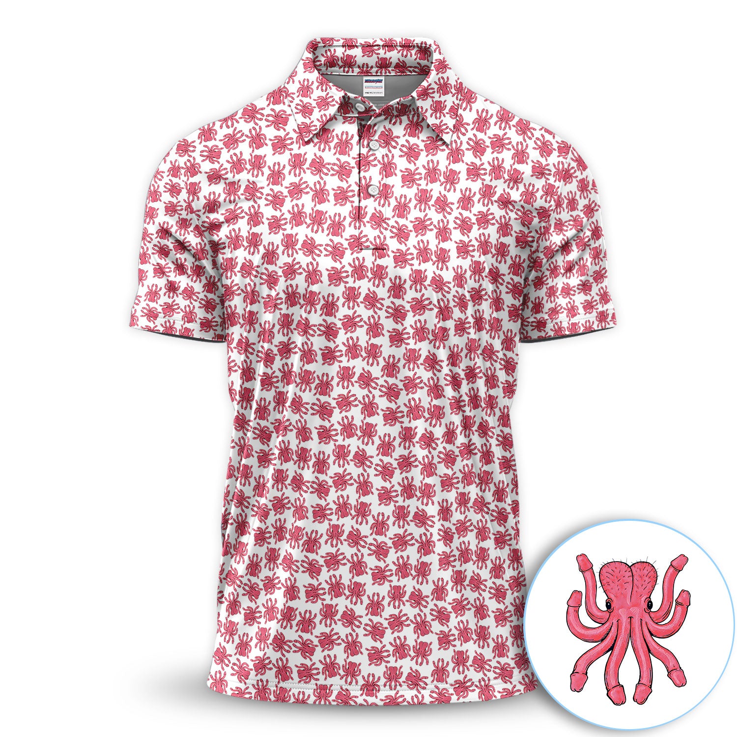Pink Octopus Golf Pattern Shirt, Cute Sea Animal Golf Shirt For Men, Ocean Lover Gift