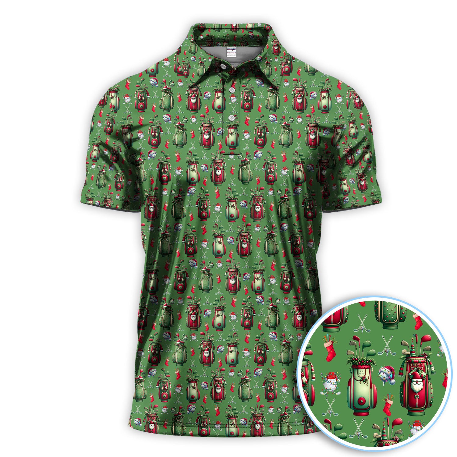 Christmas Pattern Golf Polos, Funny Golf Shirt For Men, Xmas Golf Gift For Golfer