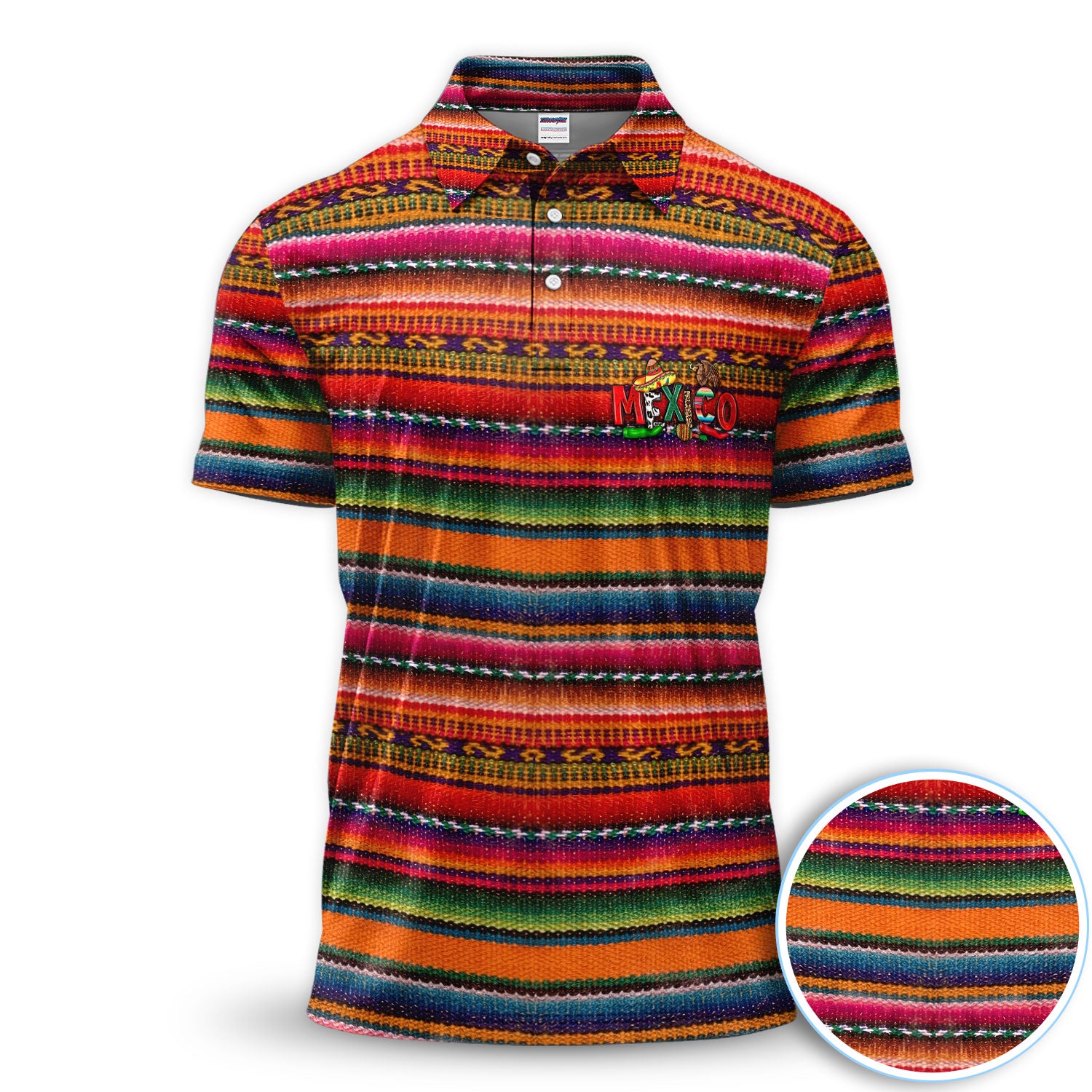 Colorful Mexican Serape Golf Pattern Shirt, Mexico Fiesta Golf Shirt For Men, Cinco De Mayo Gift