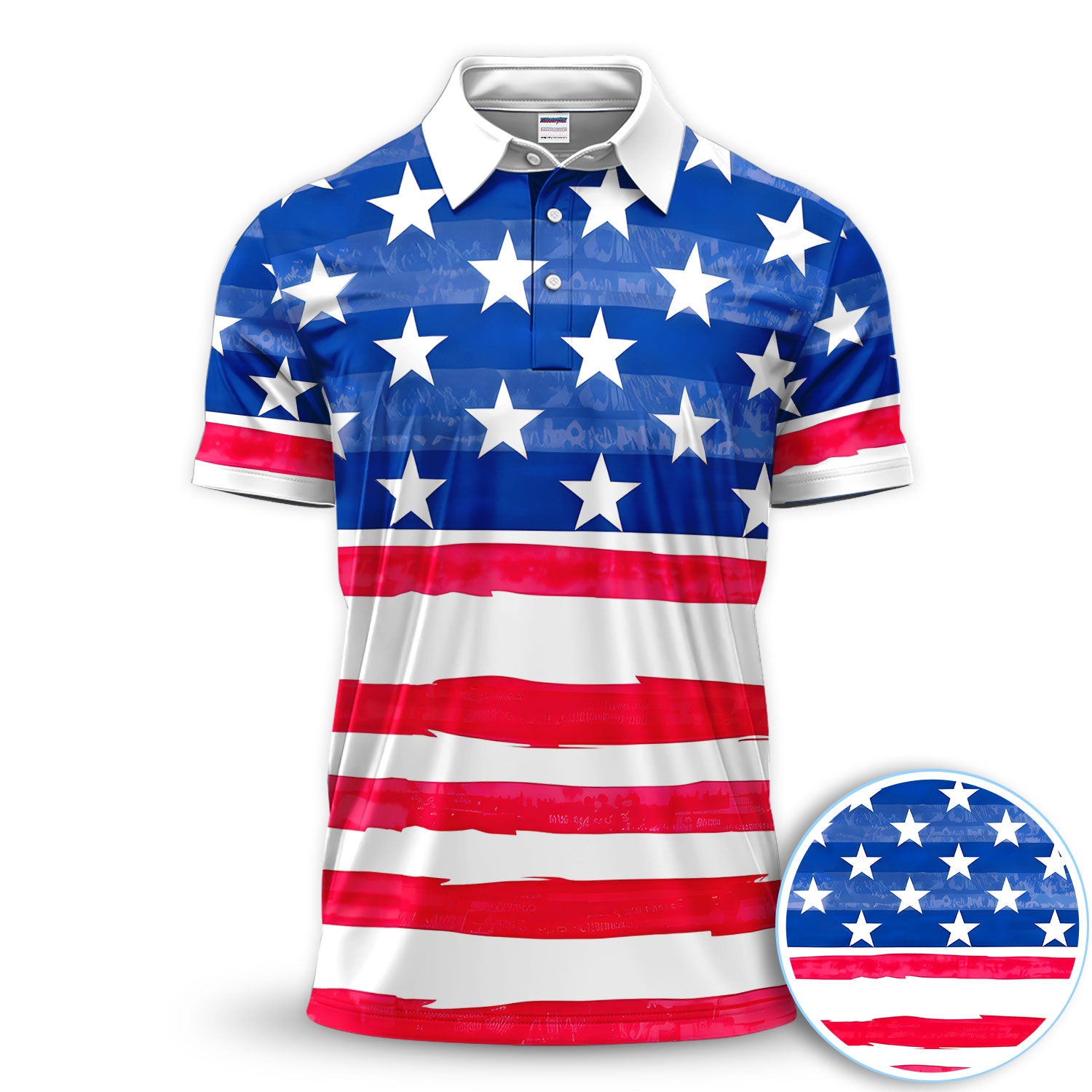 American Flag Pattern Golf Polos, Patriotic USA Golf Shirt, July 4th Golf Shirts For Men