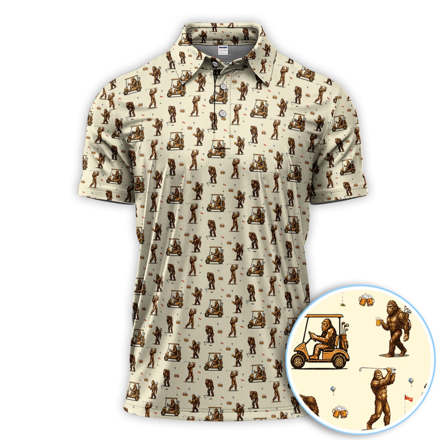Funny Bigfoot Golf Shirt, Squatch Bigfoot And Beer Pattern Golf  Polos, Crazy Golf Gift For Golfer
