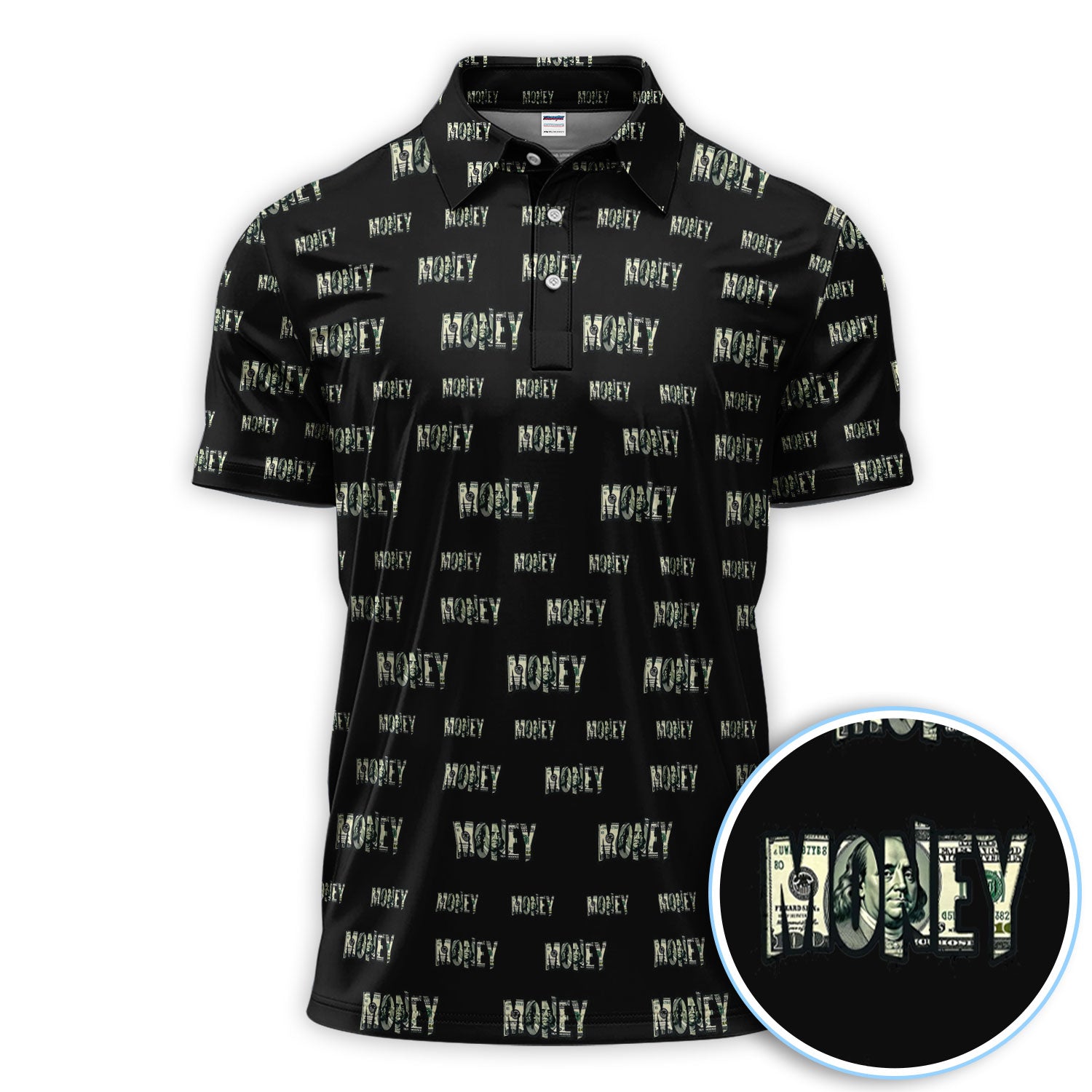 Money Pattern Golf Polos, Funny Golf Shirt For Men, Golf Gift For Golfer