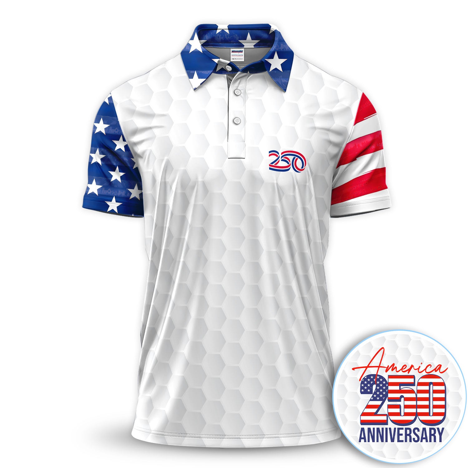Patriotic America 250 Pattern Shirt, USA Golf Polo Shirt For Men, Independence Day Gift
