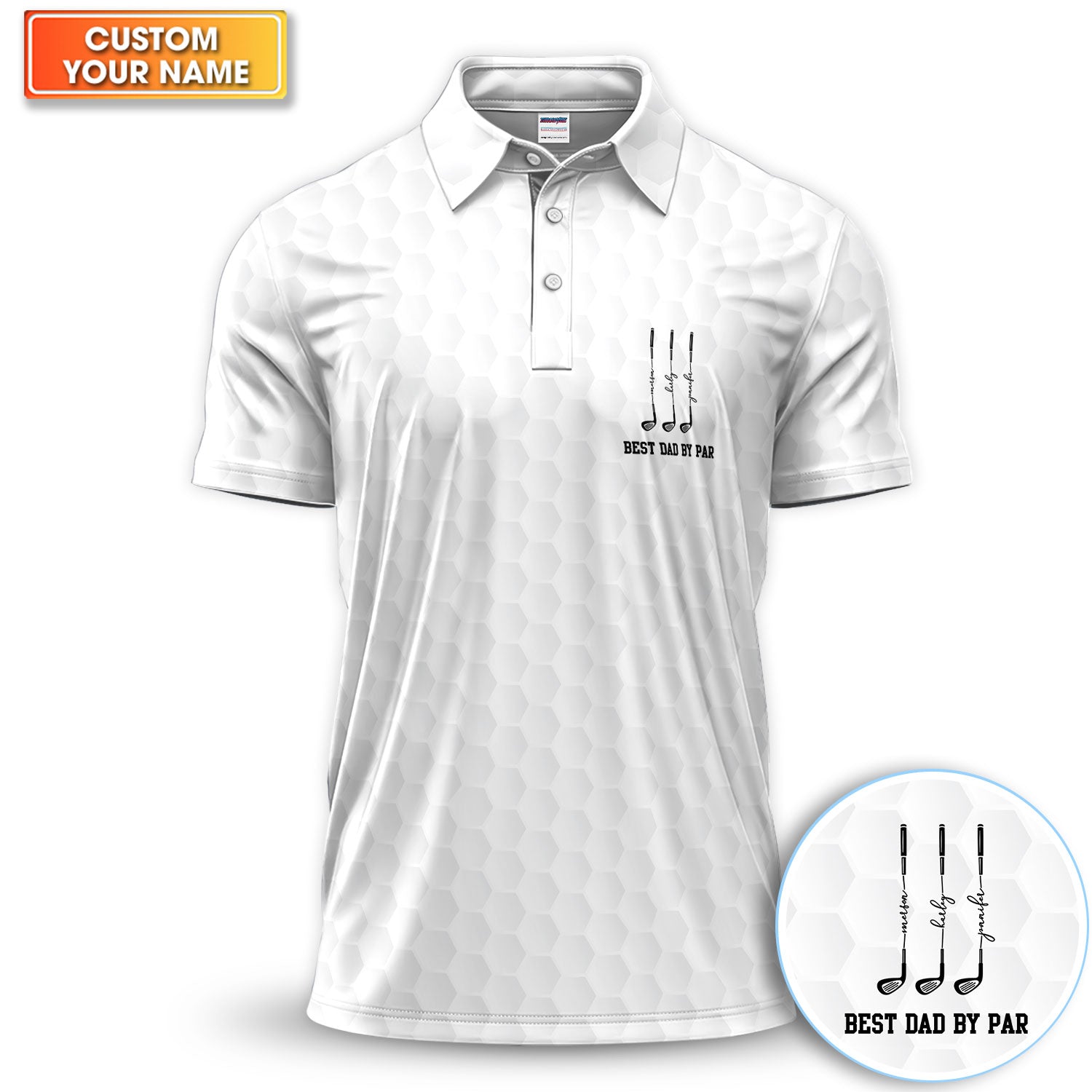 Personalized Best Dad By Par Golf Pattern Shirt, Golf Polo Shirt For Men, Father's Day Gift