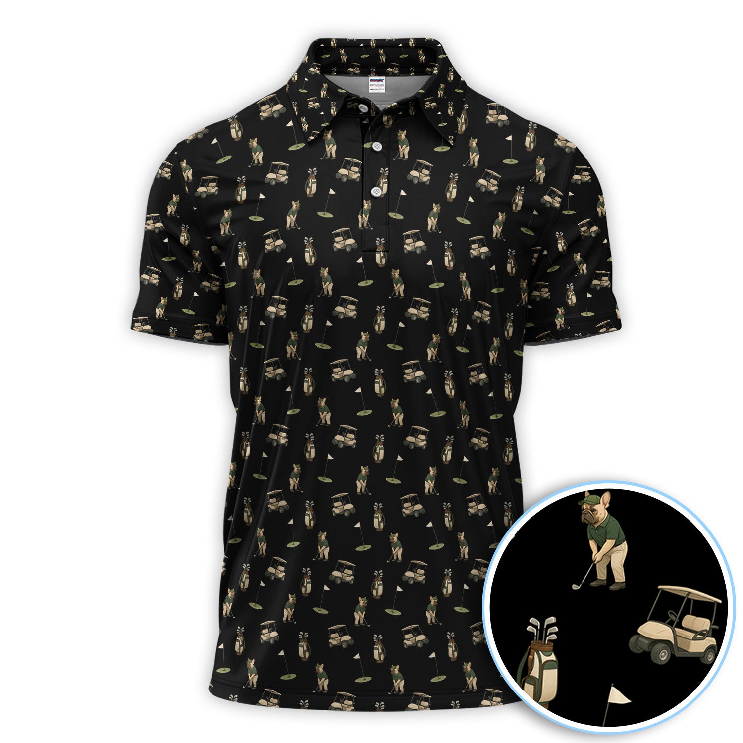 Crazy French Bulldog Golf Polos, Funny Frenchie Golf Shirt For Men, Golf Gift For Golfer
