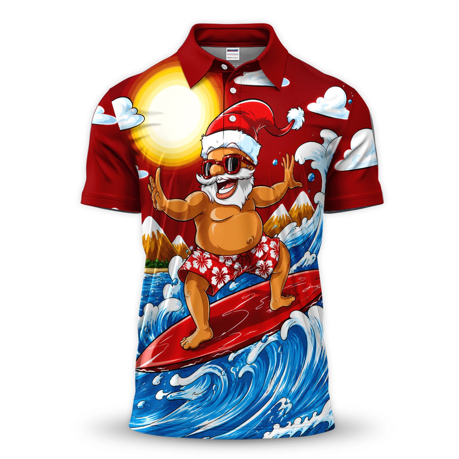 Funny Santa Surfing Pattern Shirt, Surfing Santa Hawaiian Shirt For Men, Christmas Beach Gift