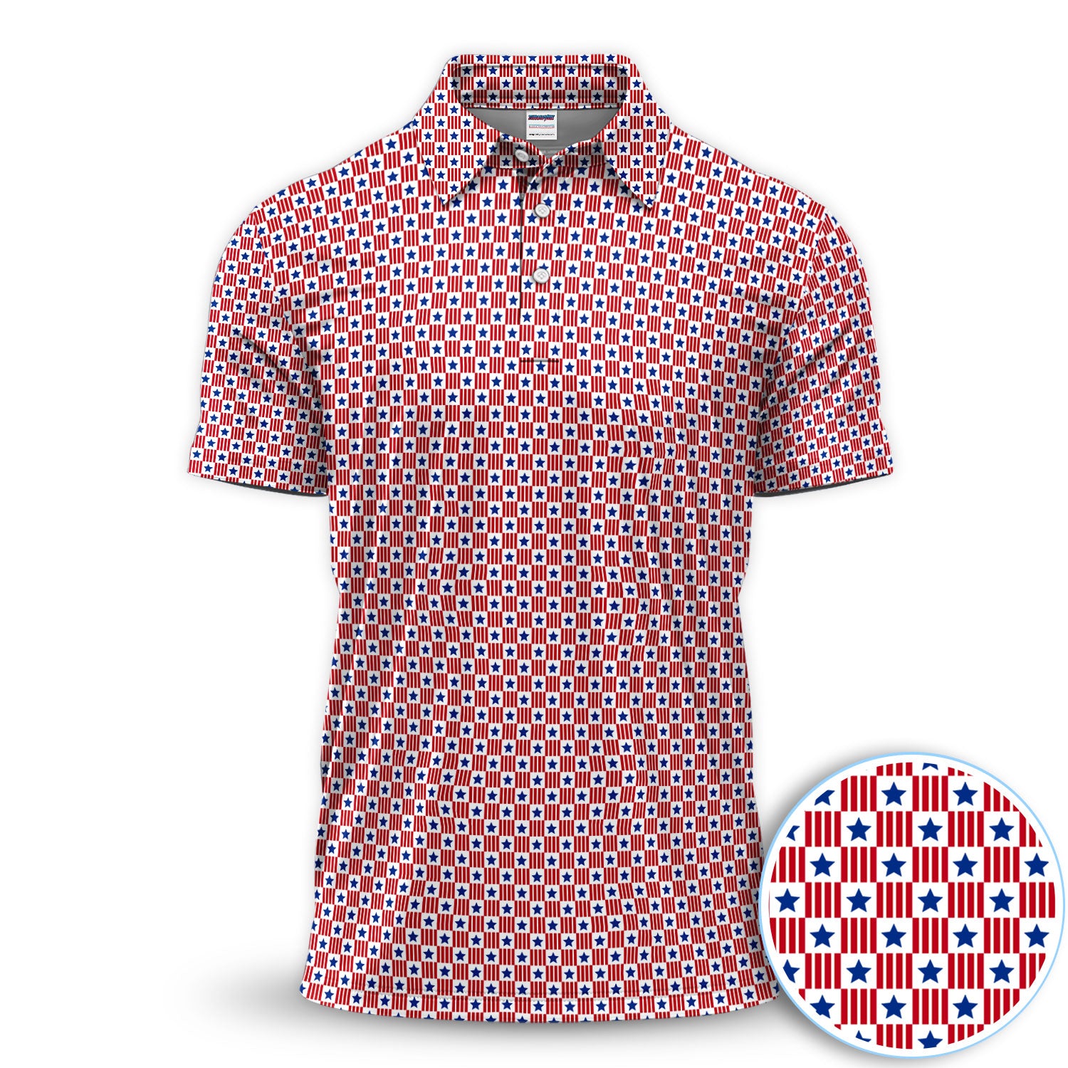 USA Stars Stripes Golf Shirt For Men, Patriotic American Flag Golf Pattern Shirt, 4th Of July Gift