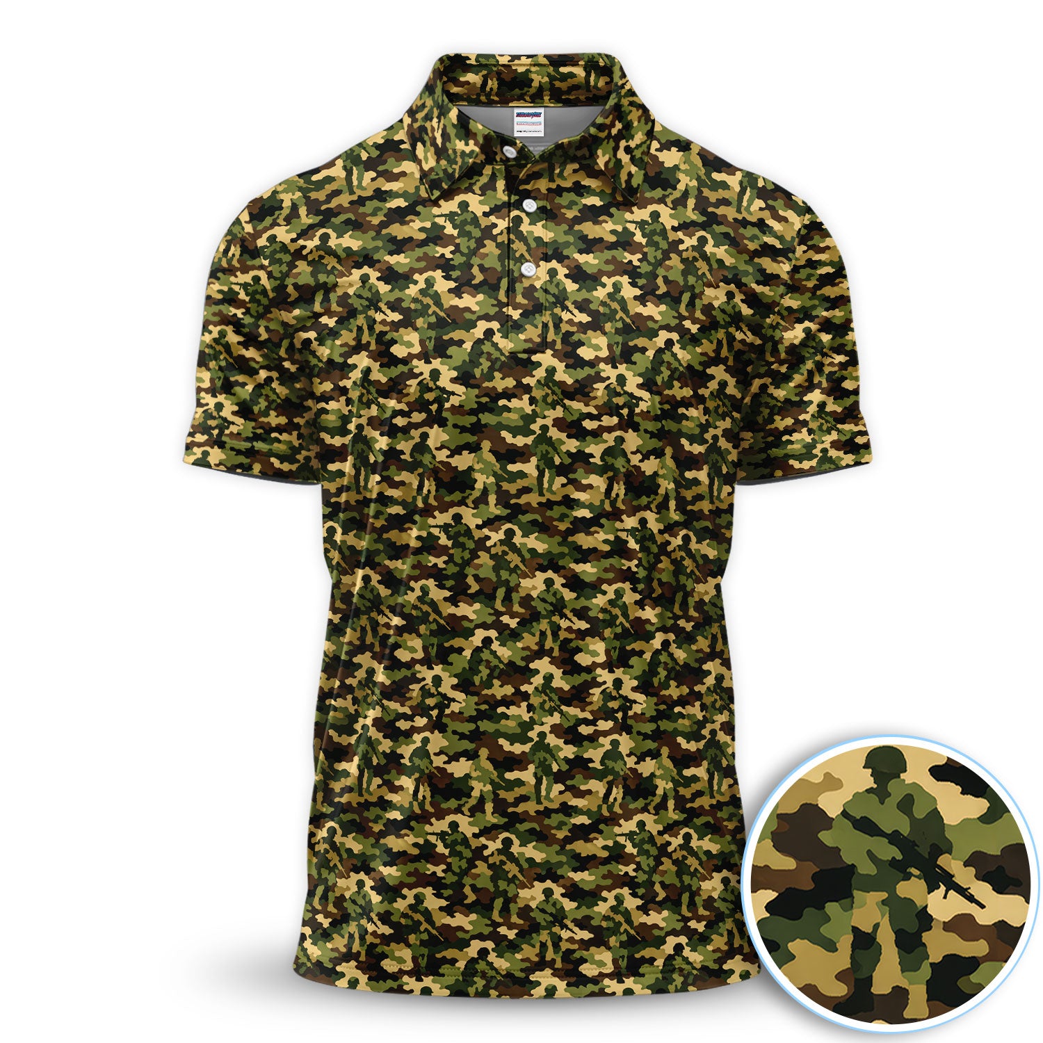 Camouflage Pattern Green Military Army Golf Polos, Golf Shirt For Men, Funny Golf Shirt