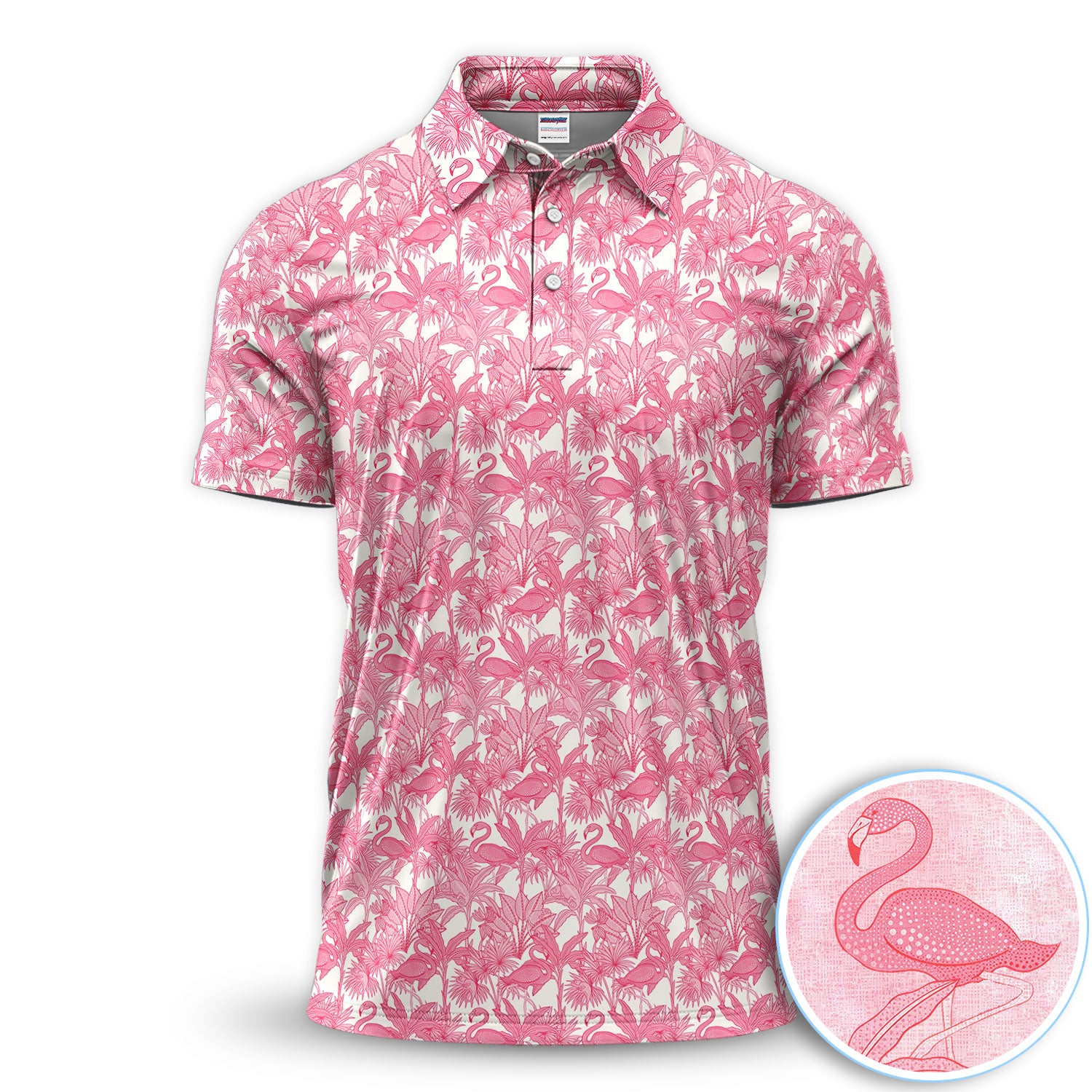 Tropical Pink Flamingo Golf Pattern Shirt, Flamingo Golf Shirt For Men, Summer Beach Golfer Gift