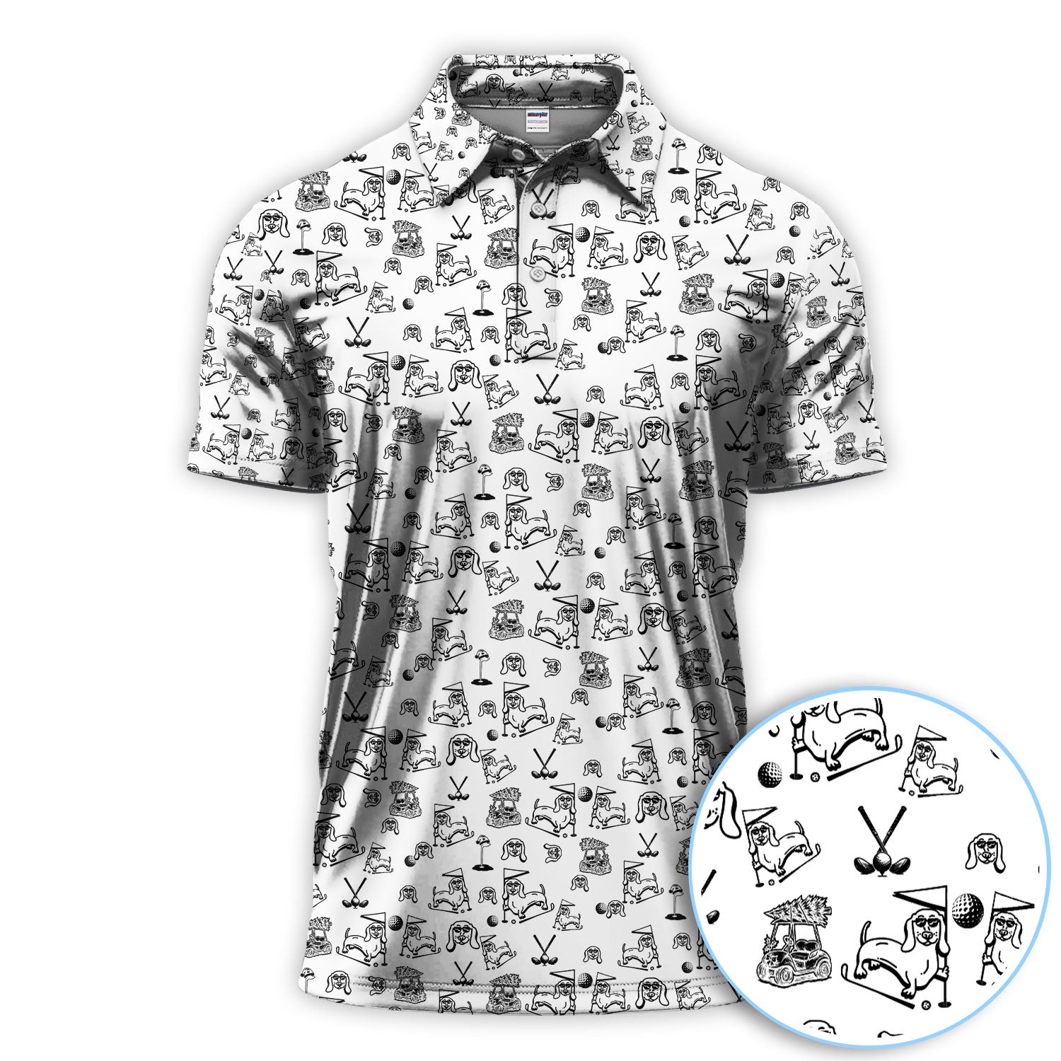 Christmas Golf Shirt For Men, Funny Xmas Dog Pattern Polos, Golf Shirt For Golfers