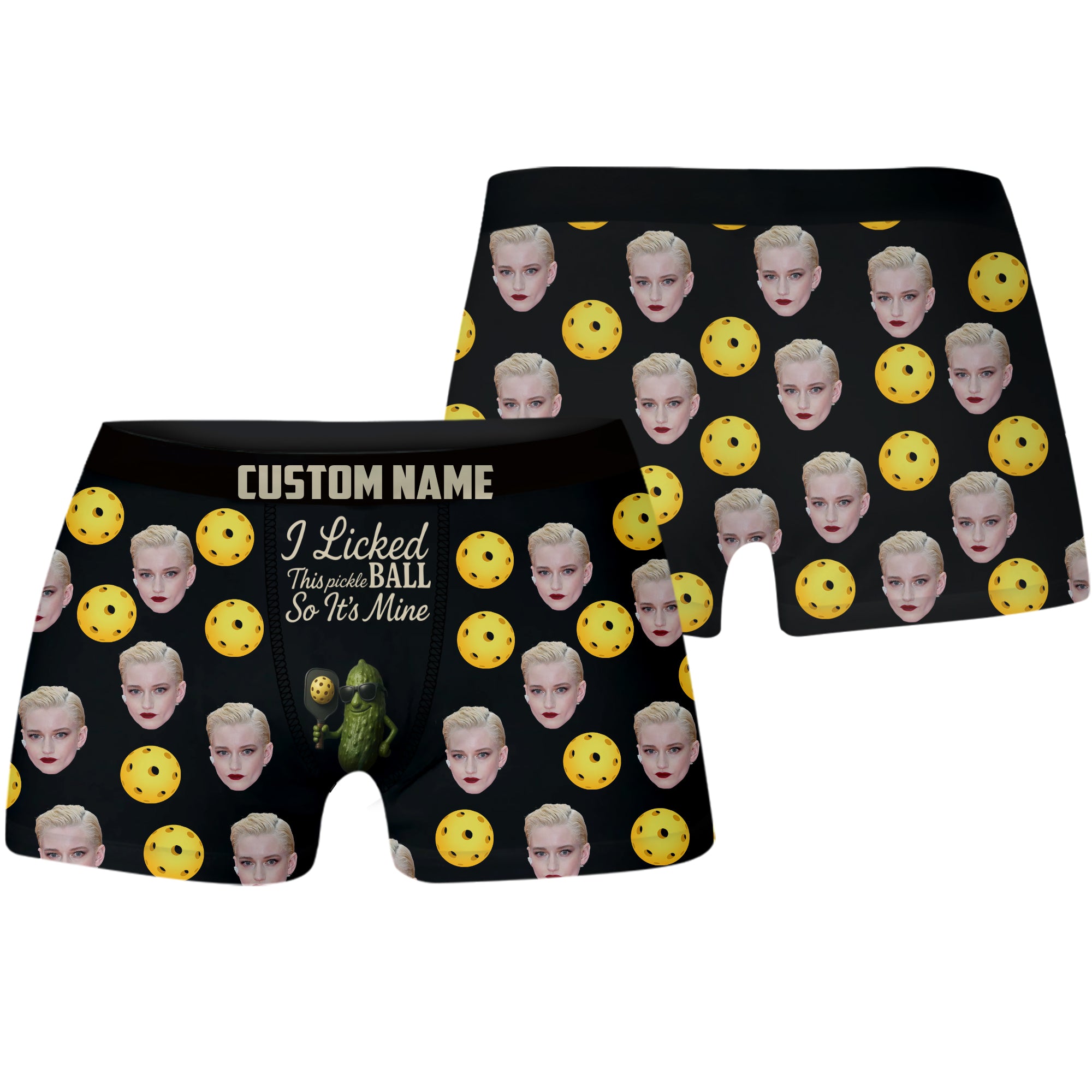 I Licked This Pickleball Boxer Shorts – Men's Custom Name and Face Briefs – Funny Gift for Him