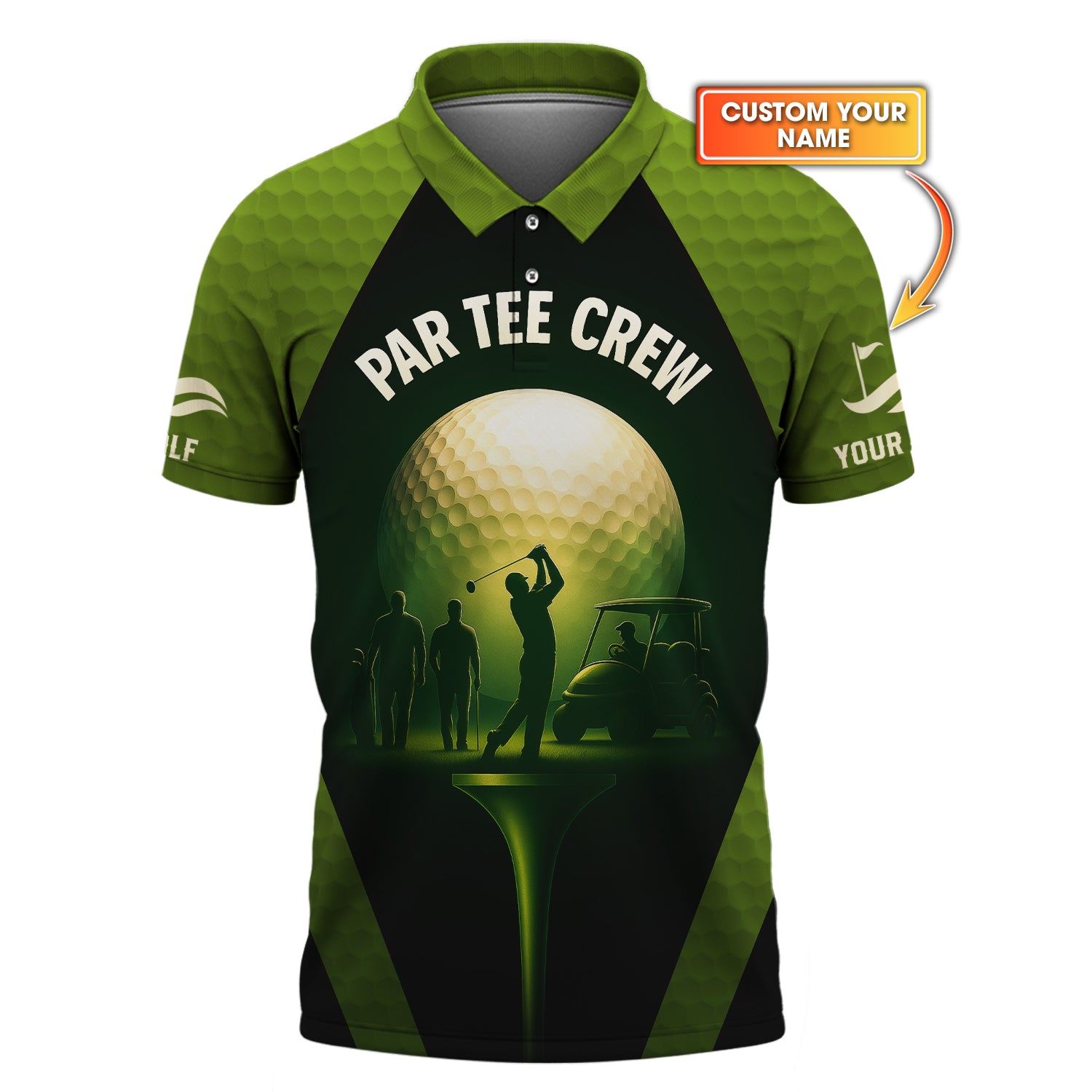 Par Tee Crew Custom Name Polos, Funny Golf Shirt, Men’s Golf Shirts, Golf Gift For Golfers