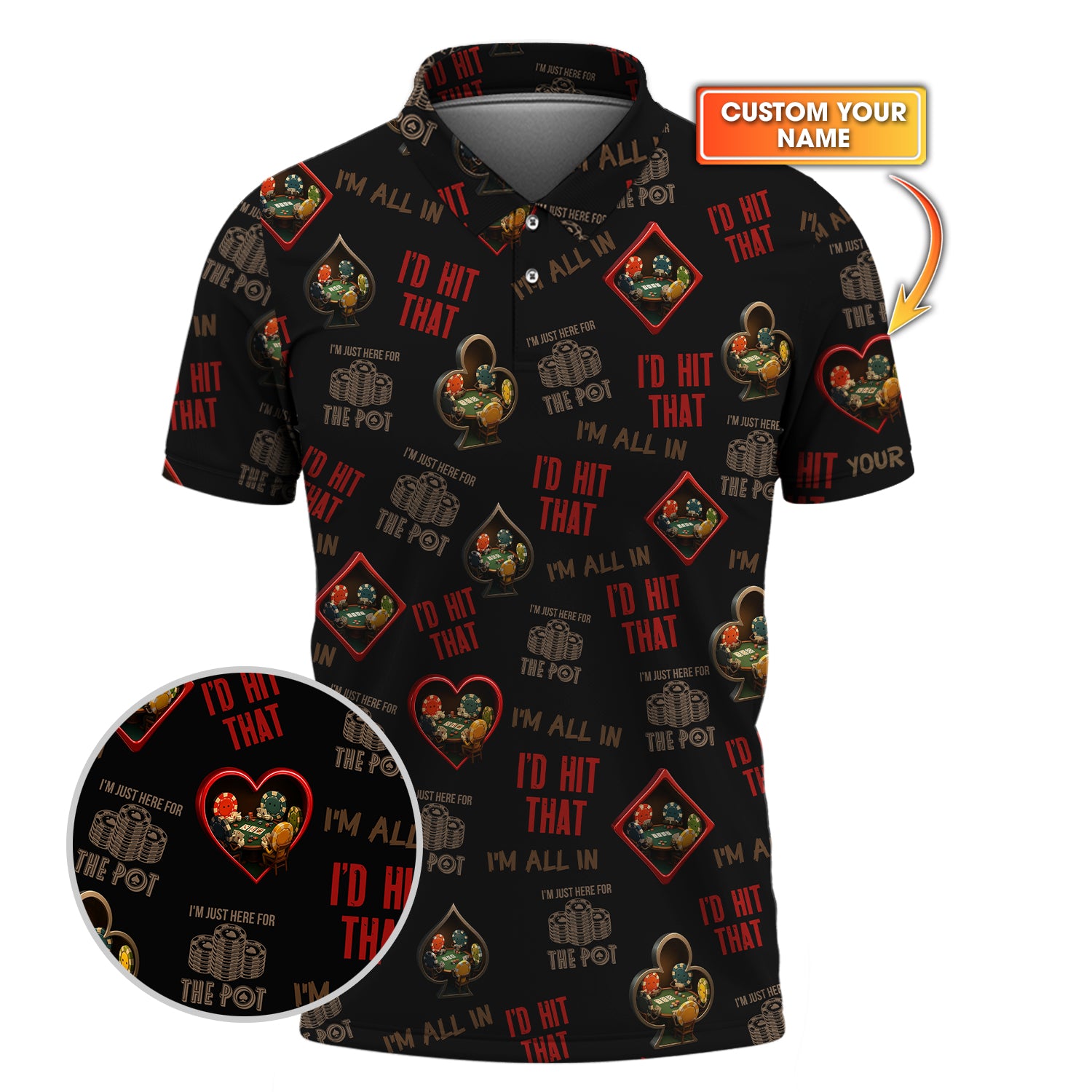 I'd Hit That Poker Chip Personalized Name T Shirt Poker Theme Outfit - Poker Club Shirts for Team