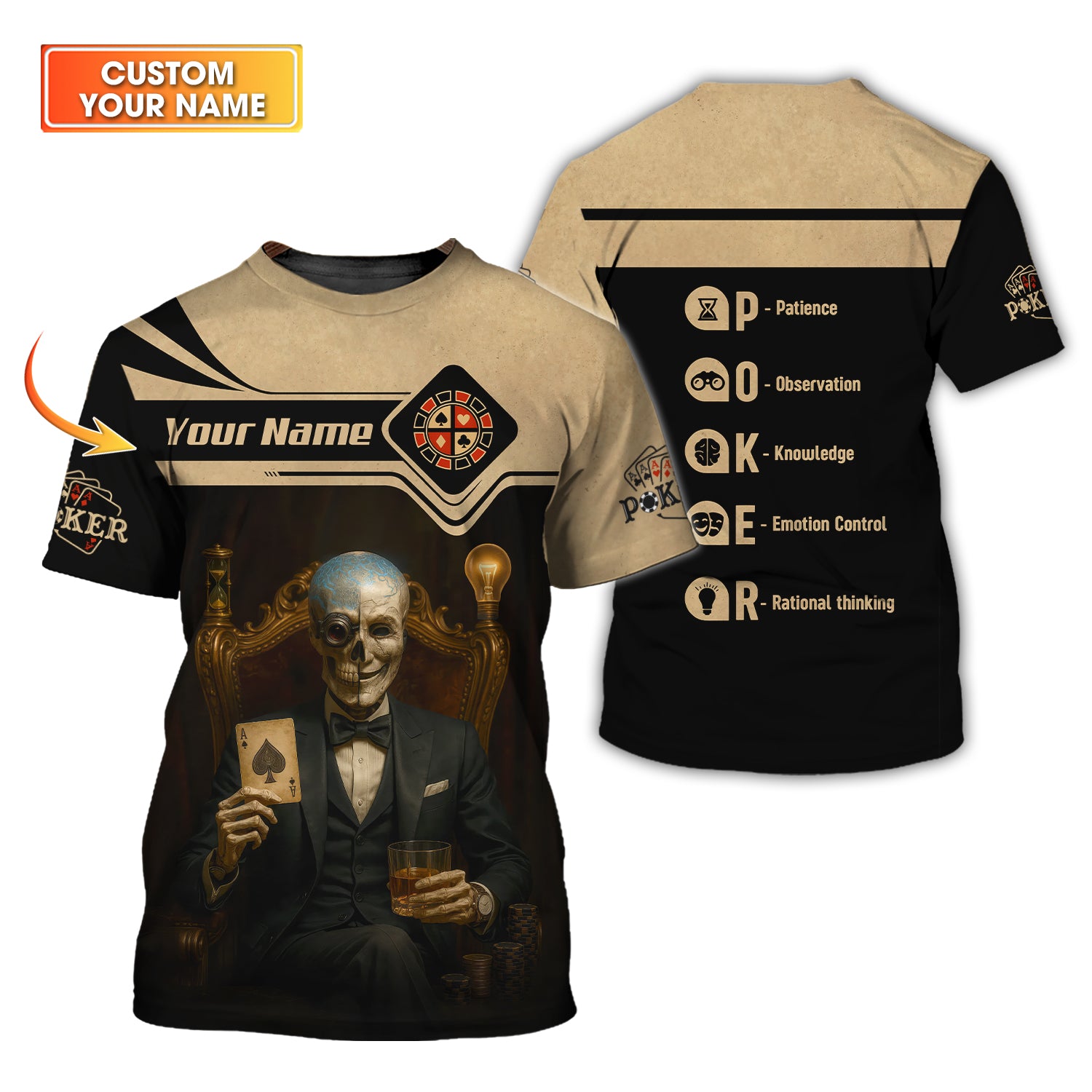 Custom Poker Shirts, ACE Shirt, Grim Reaper Poker Shirts For Men, Casino Shirt, Gift for Poker Players