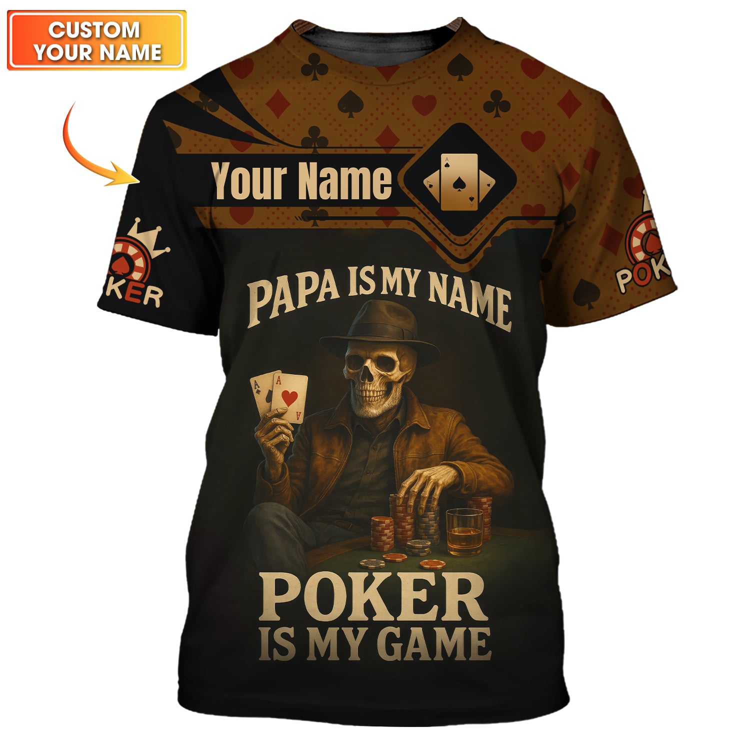 Poker Games Custom Name Shirt for Dad – ACE Design Tee
