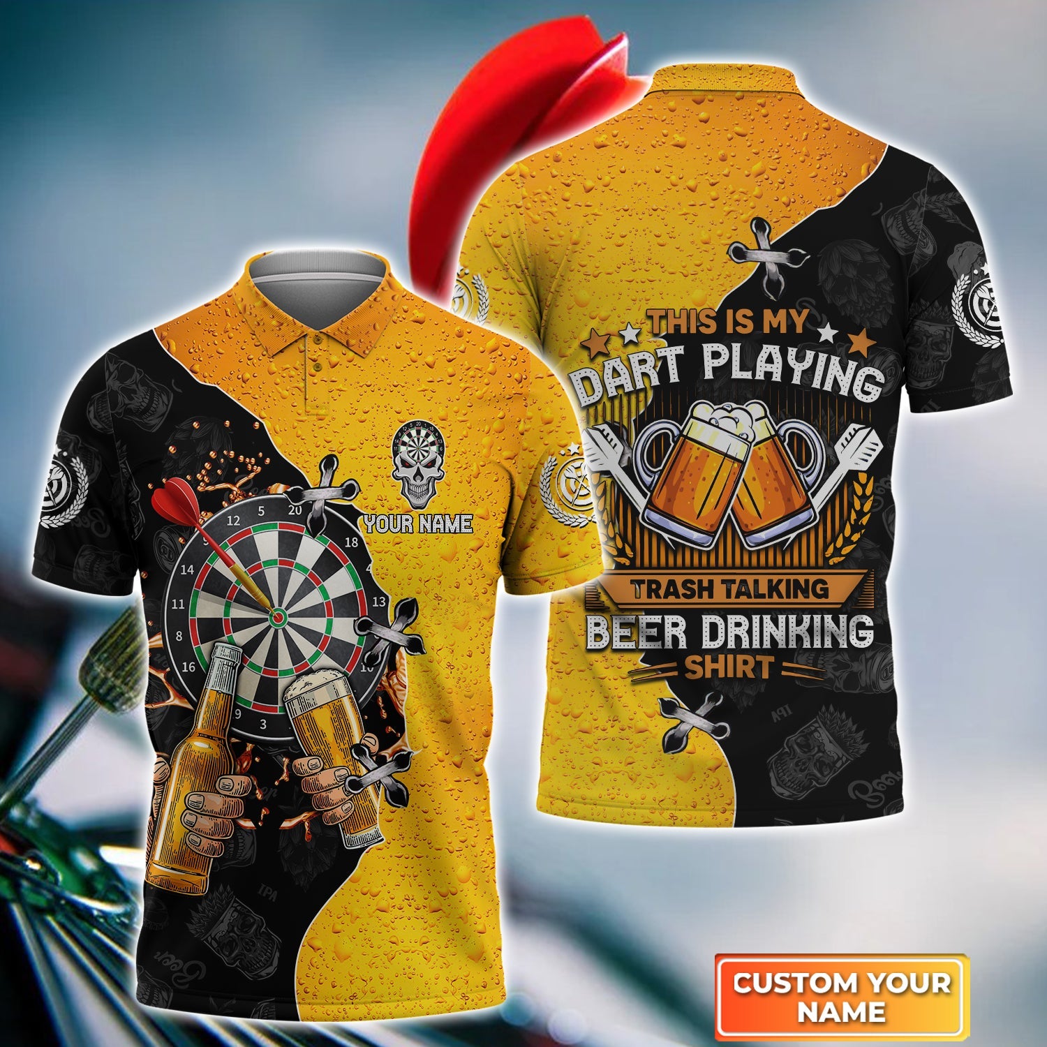 This Is My Dart Playing Trash Talking Beer Drinking Personalized Name 3D Polo Shirt For Darts Player