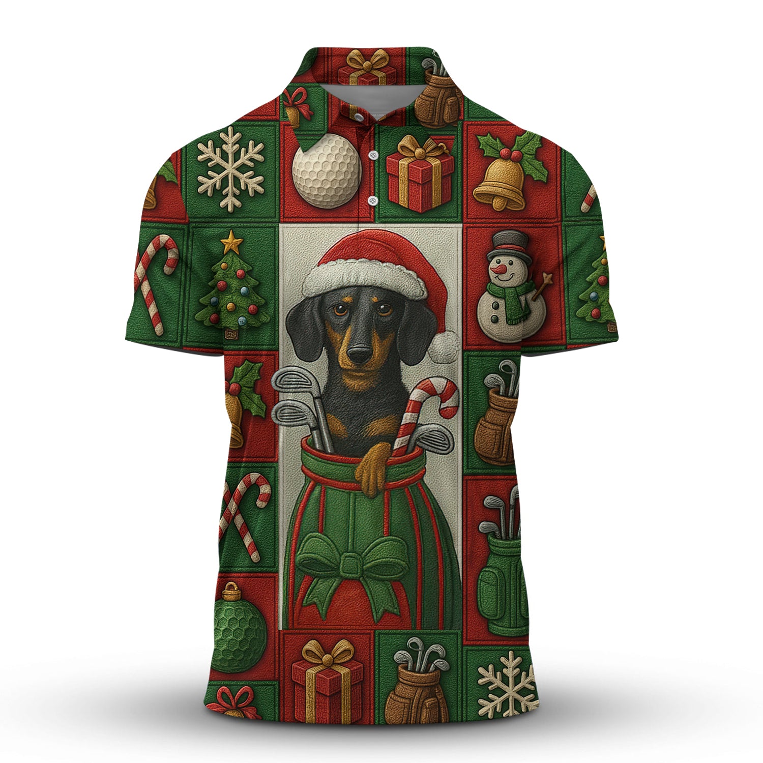Funny Golf Shirt For Men, Dachshund Golf Shirt For Golfer, Christmas Golf Shirt For Dog Lovers