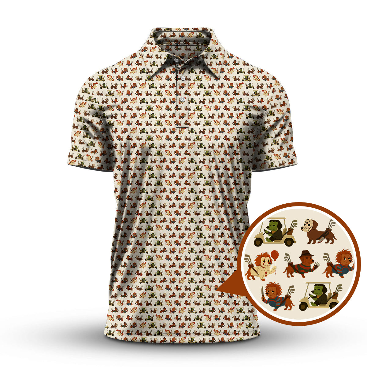 Dachshund Golf Shirt, Pattern Golf Shirt, Halloween Golf Shirt For Men, Funny Golf Shirt For Golfer