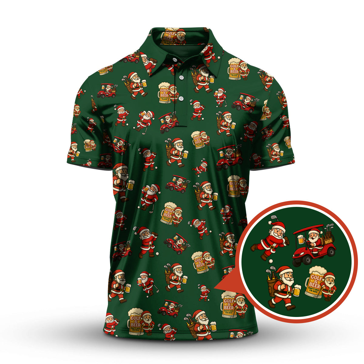 Funny Christmas Golf Shirt For Men, Pattern Golf Shirt , Golf And Beer Shirt For Golfer