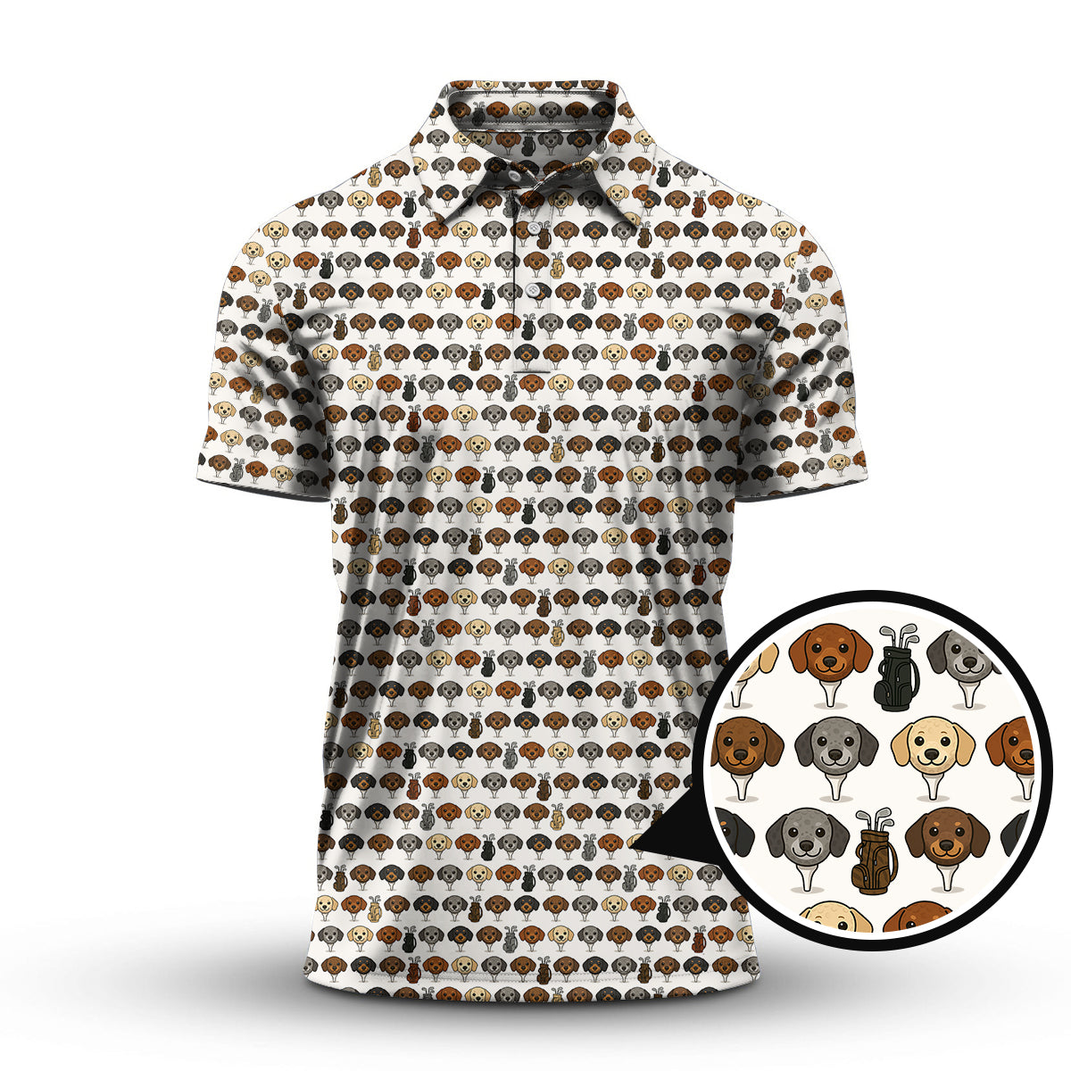 Dachshund Golf Shirt, Funny Pattern Golf Shirt, Crazy Golf Shirt For Pet Lover, Golf Gift For Men