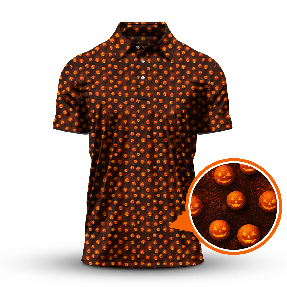 Pumpkin Pattern Golf Shirt For Men, Halloween Golf Shirt, Funny Halloween Golf Polos For Golfer