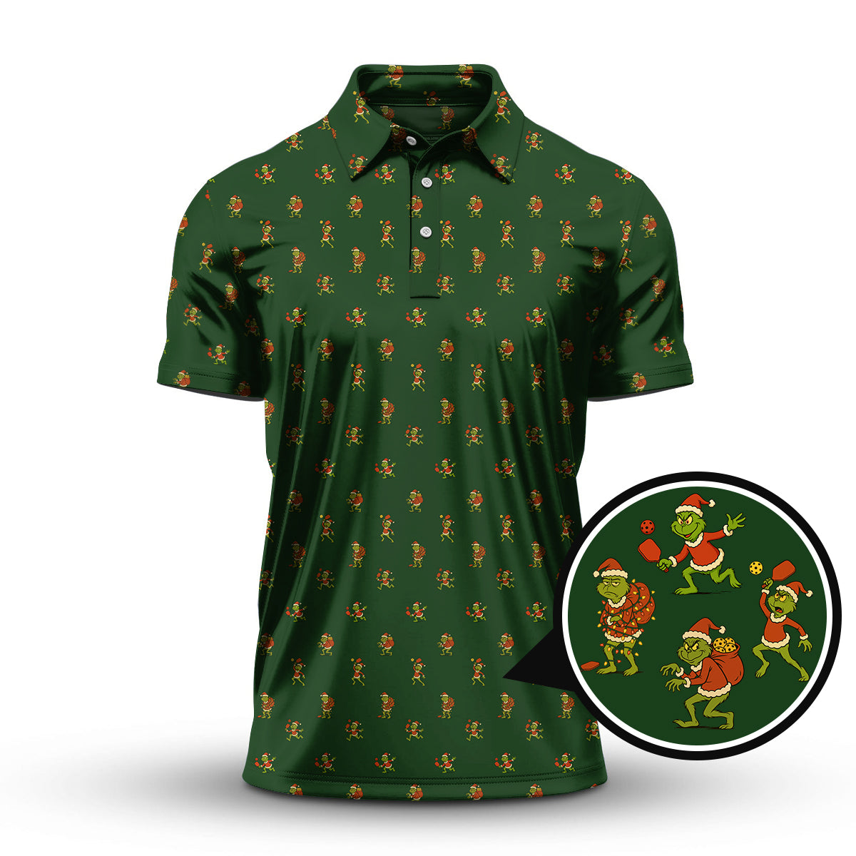Pickleball Christmas Shirt, Pickleball Grinch Pattern Shirt, Funny Pickleball Shirt For men