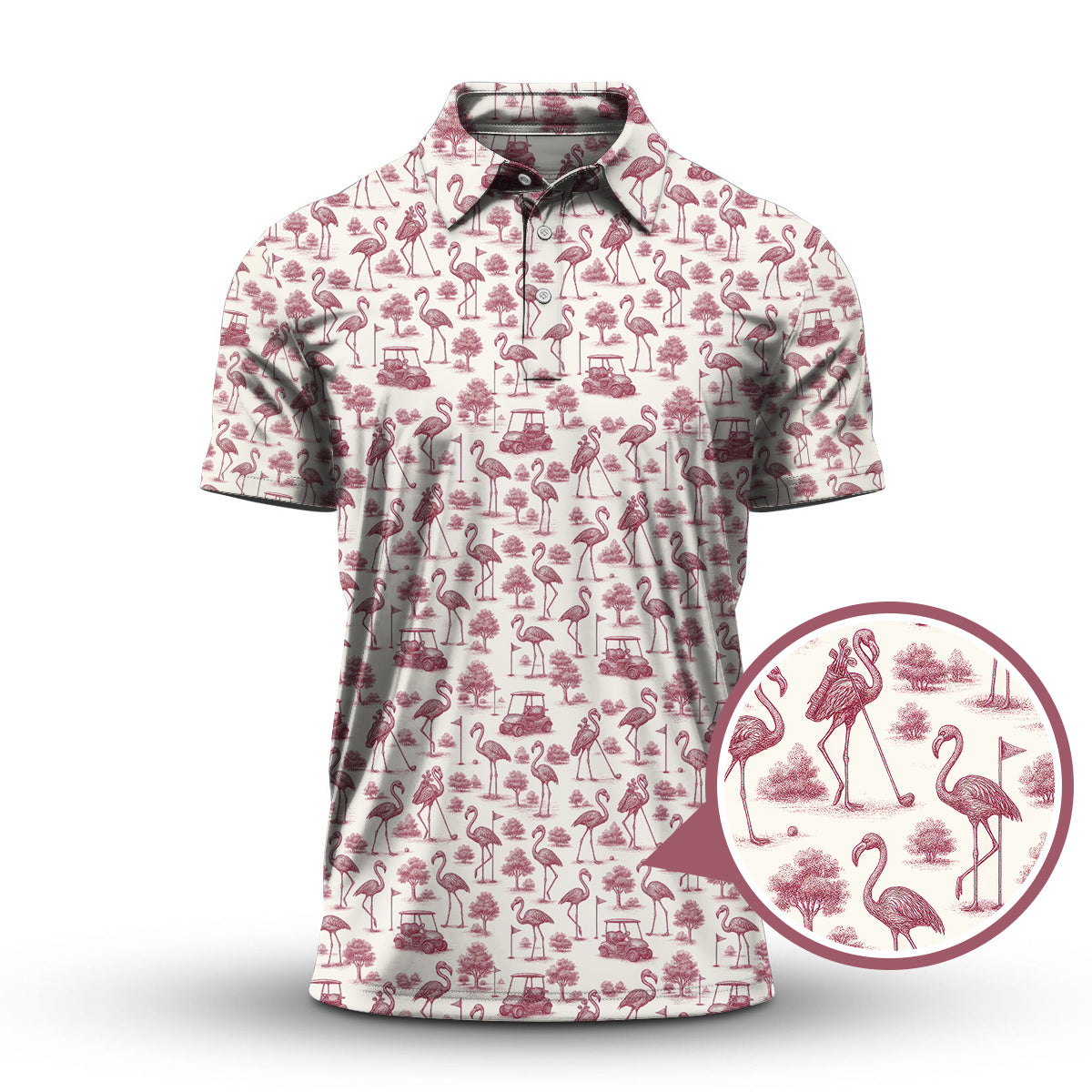 Flamingo Golf Shirt, Funny Pattern Golf Shirt, Crazy Golf Shirt For Golfer