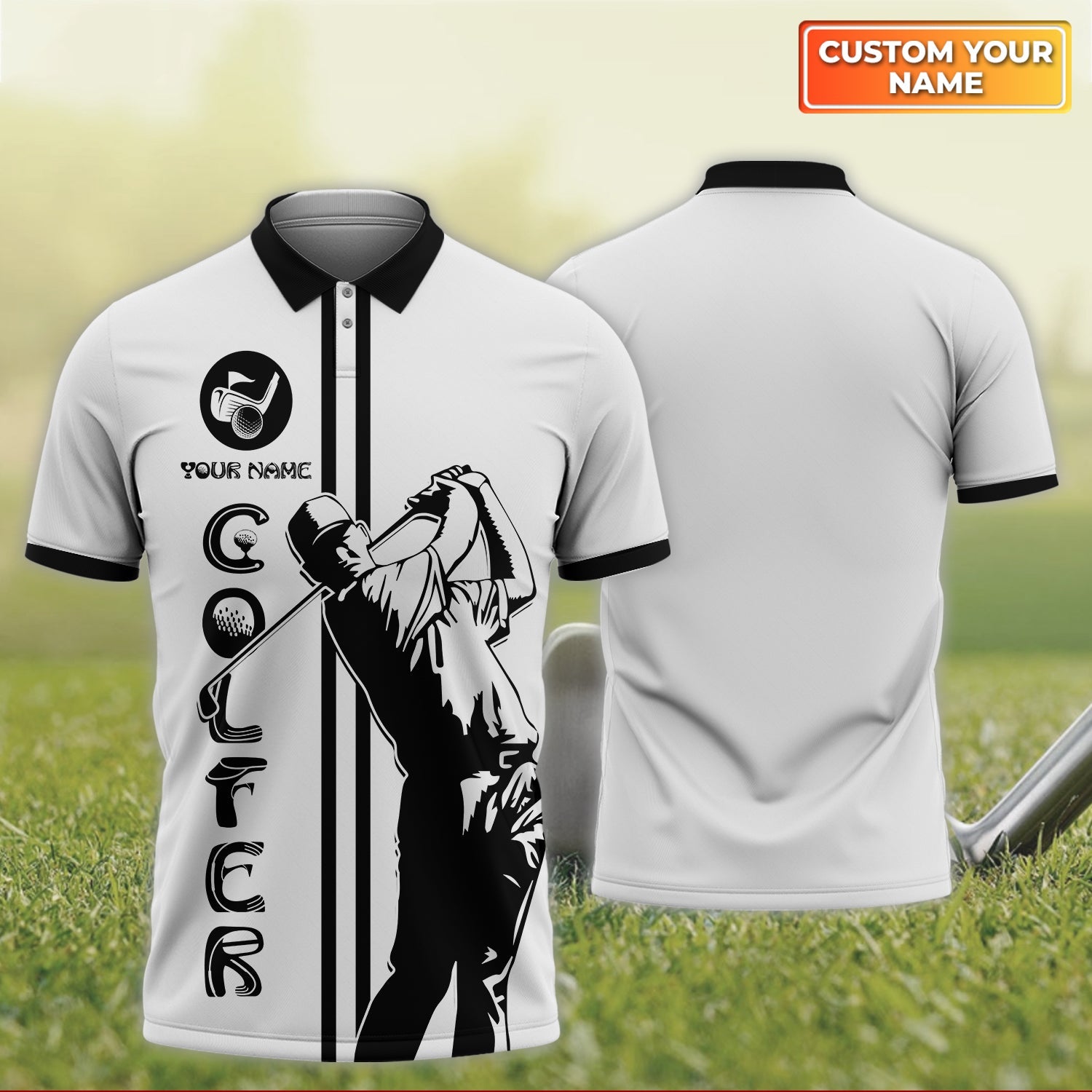Golf, Personalized Name 3D Polo Shirt For Golfers