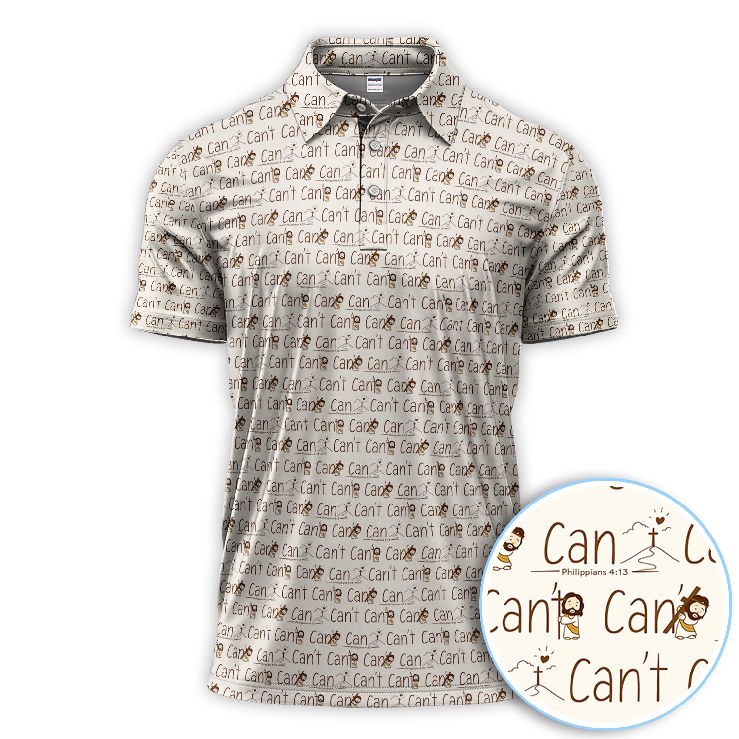 I Can Philippians 4:13 Pattern Golf Shirt, Inspirational Christian Golf Polos, Men Golf Gift
