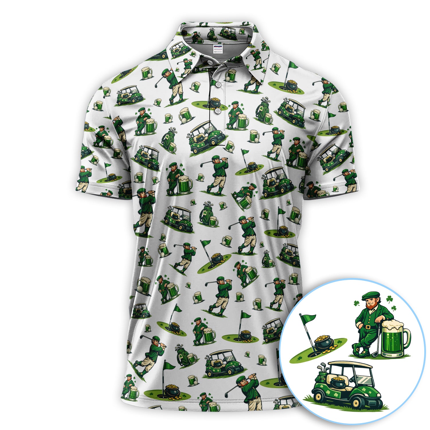 Funny Irish And Beer Pattern Golf Shirt, St. Patrick’s Day Shirt For Golfer, Men Golf Gift