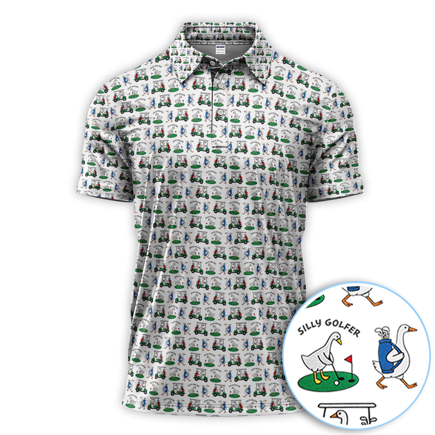 Silly Golfer Goose Golf Polos, Funny Pattern Golf Shirt For Men, Golf Gift For Golfer