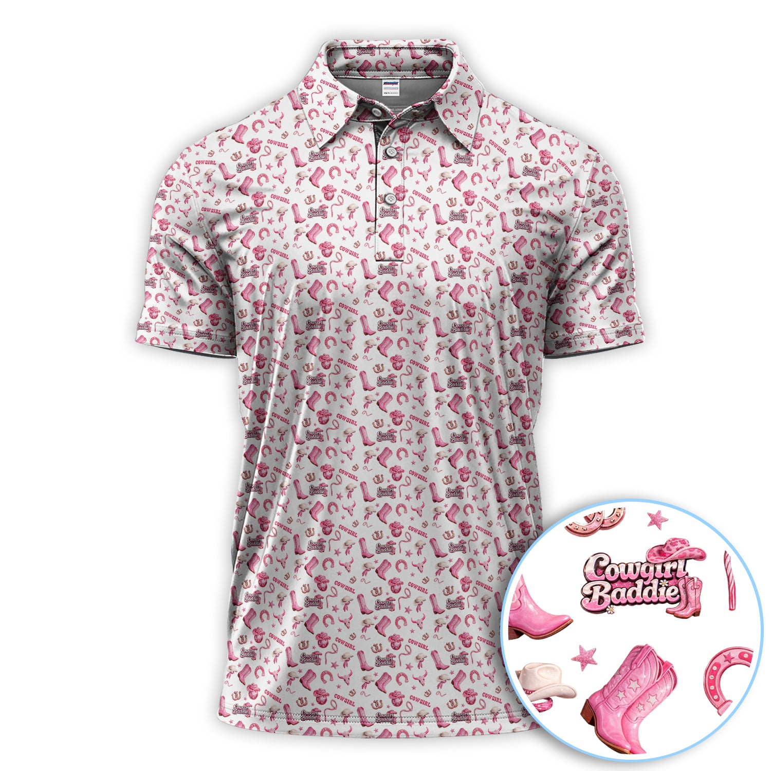 Cowboy Boots Pattern Polo Shirt, Cute Western Boots Shirt For Men, Golf Gift For Golfer