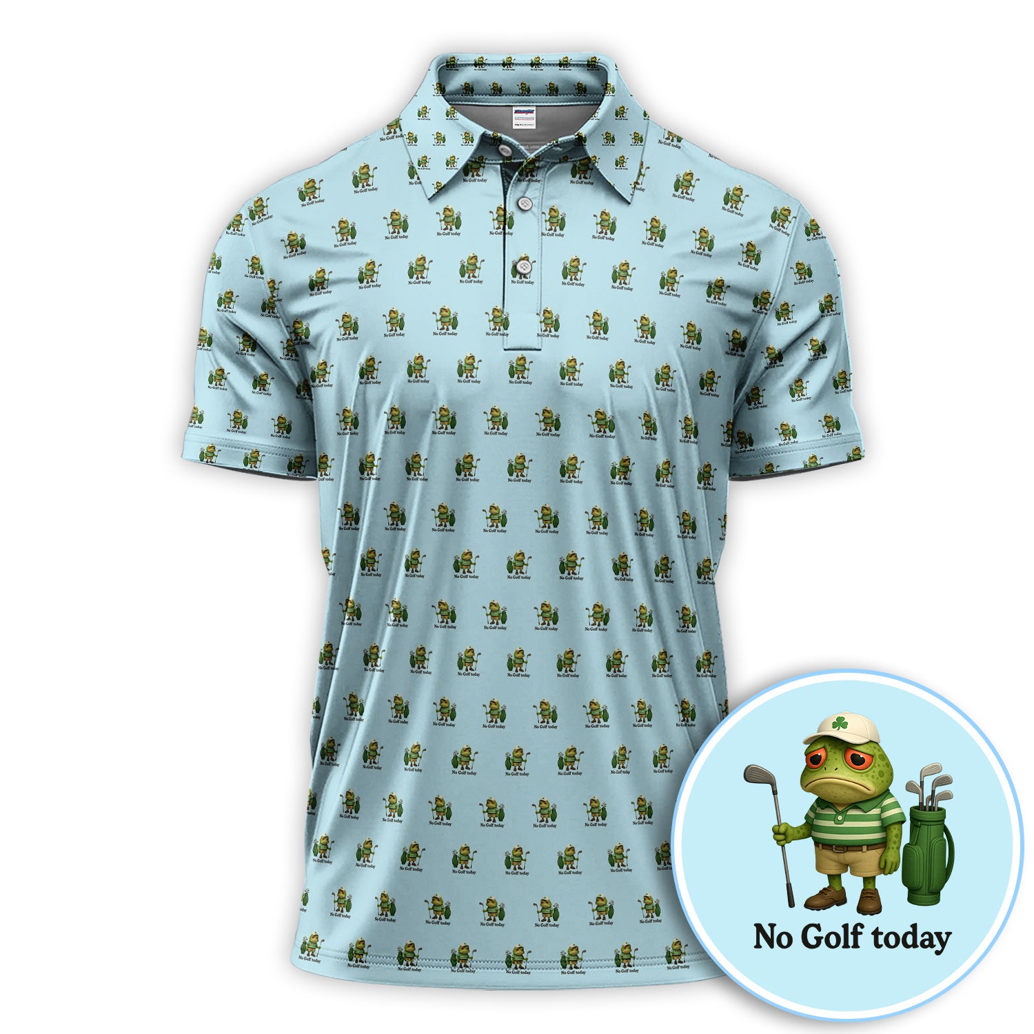 No Golf Today Pattern Golf Polos, Funny Frog Golf Shirt For Men, Golf Gift For Golfer